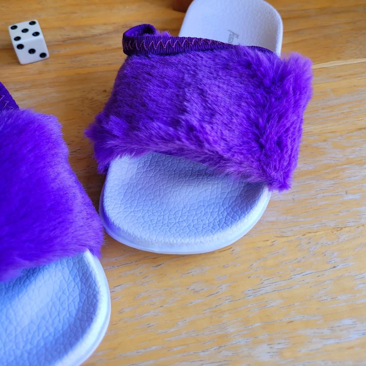 Purple best sale fuzzy slides