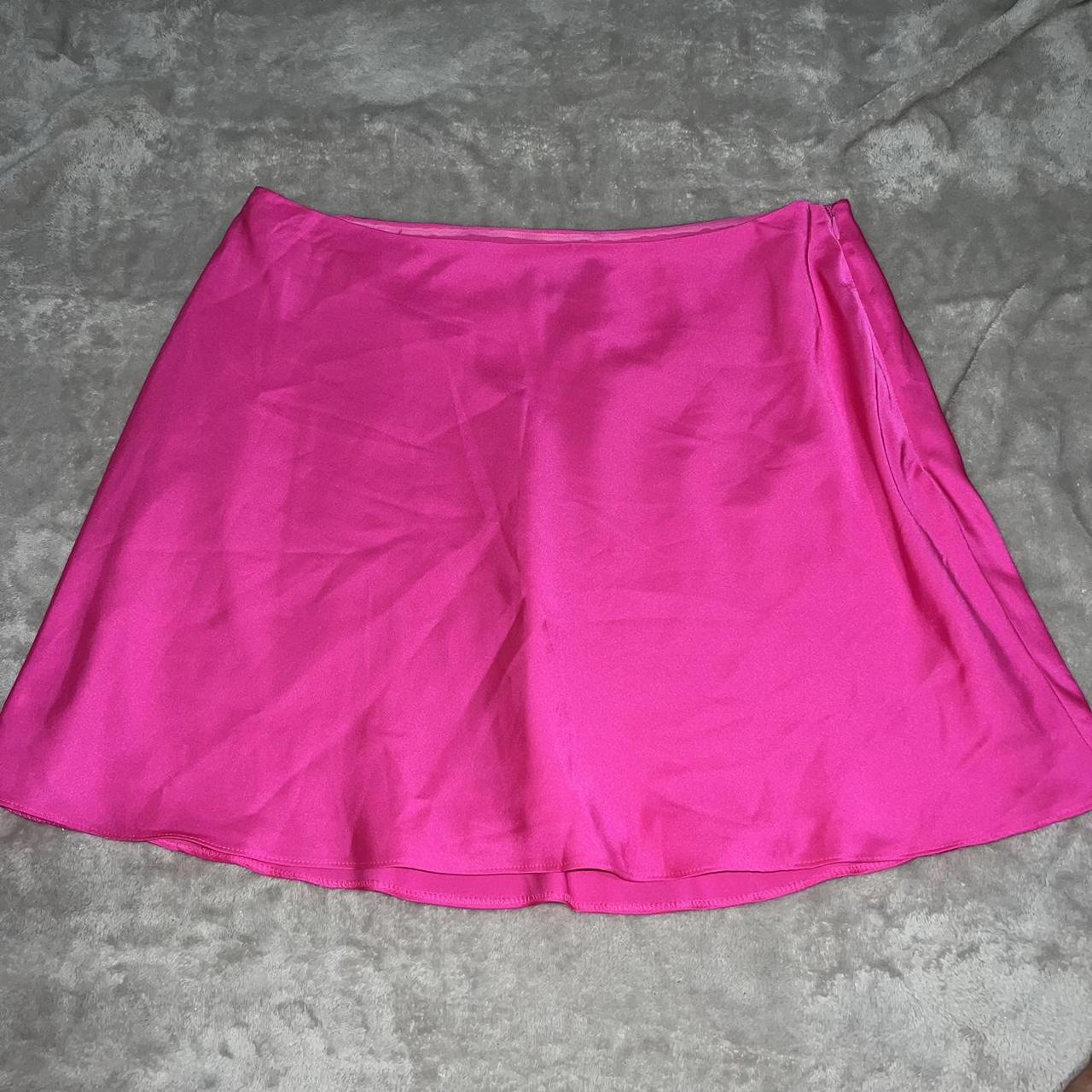 Hot pink primark satin mini skirt Size 16 great... - Depop