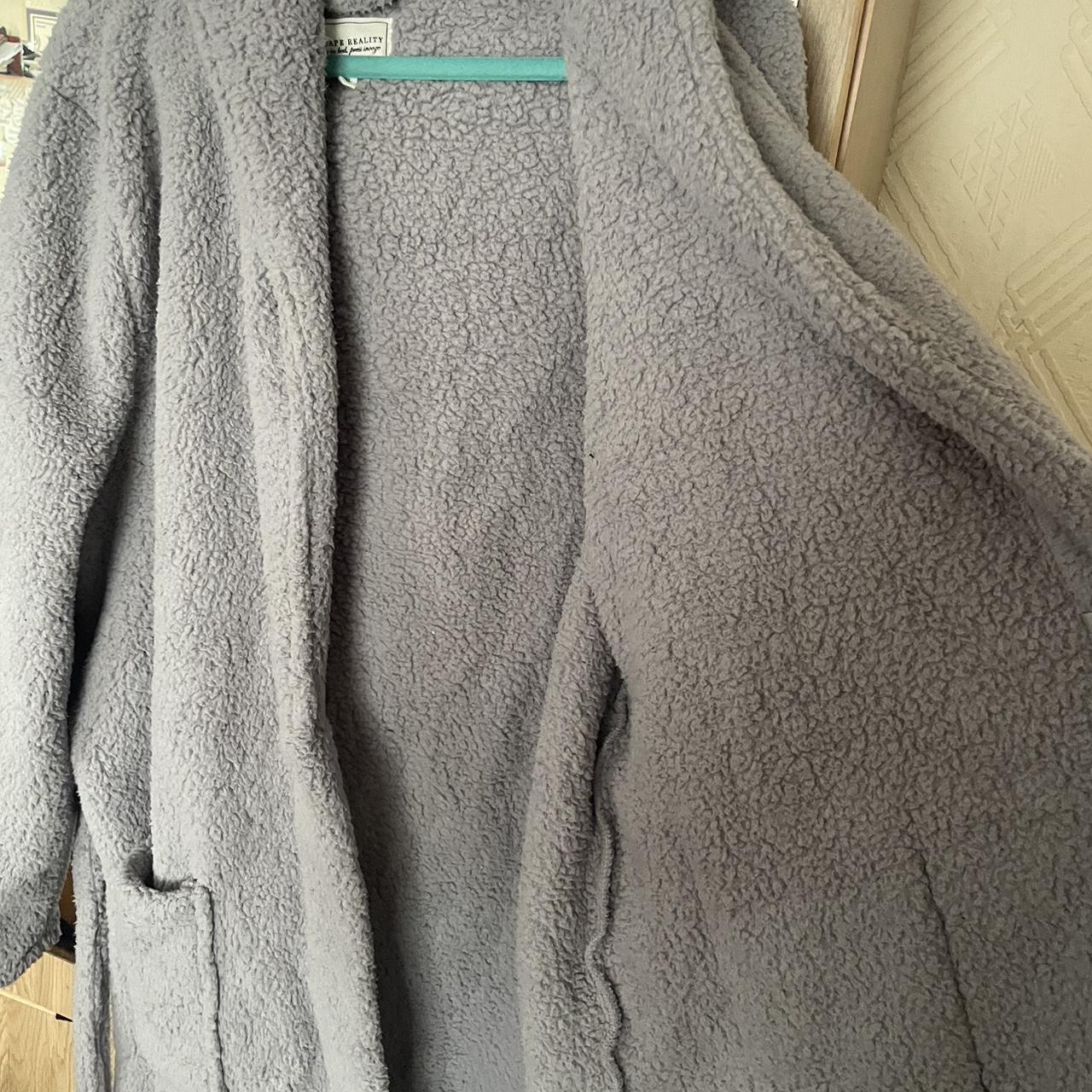 Next hooded grey fluffy dressing gown in size... Depop