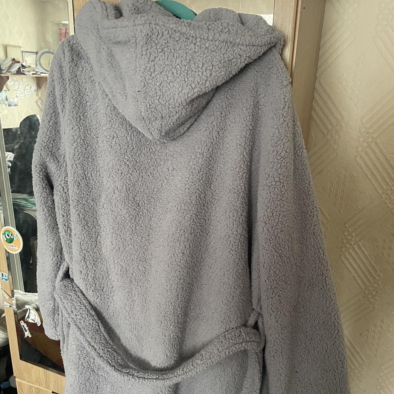 Next hooded grey fluffy dressing gown in size... Depop