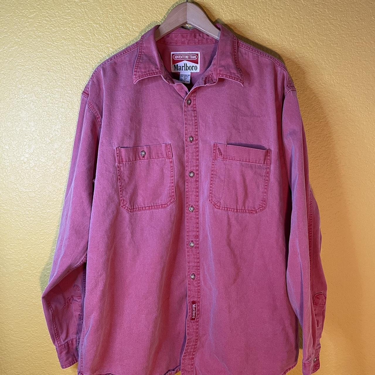 Vintage marlboro faded button up shirt mens... - Depop