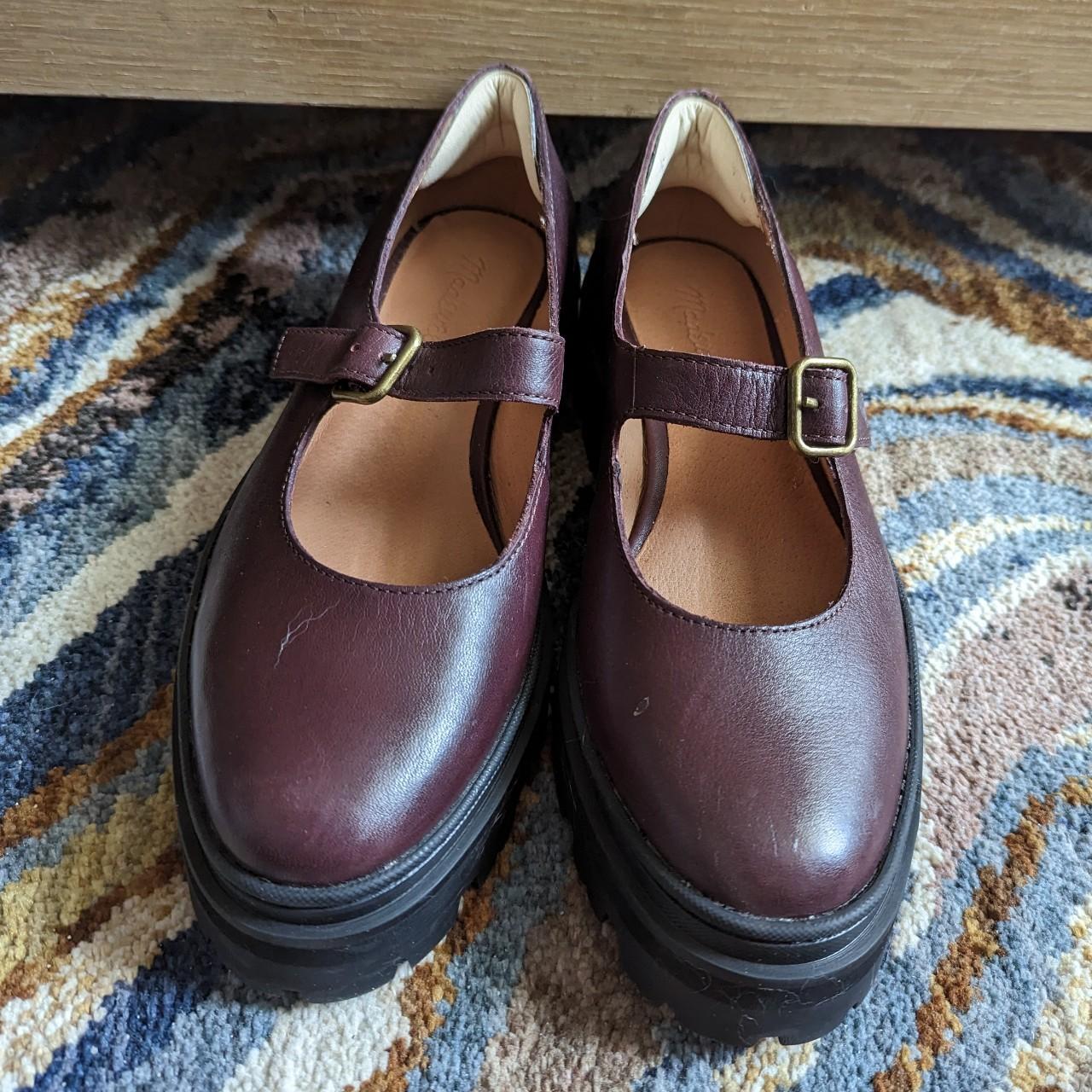 Madewell Freya burgundy lugsole Mary Janes Never... - Depop