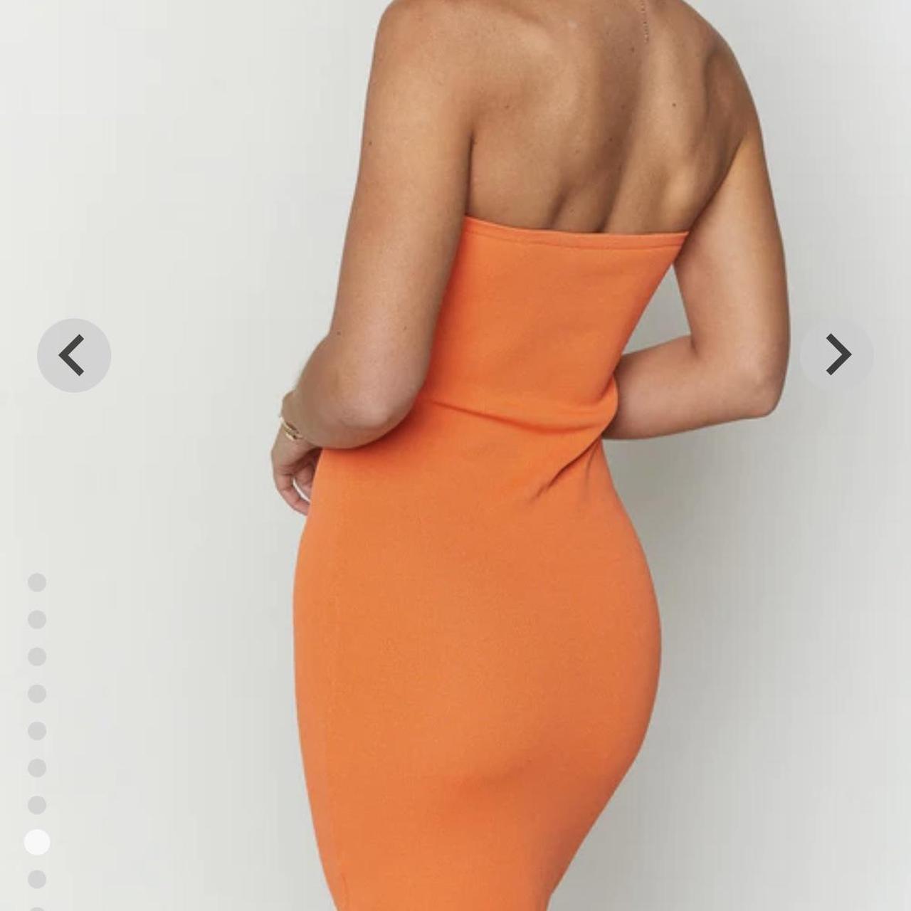 Beginning Boutique Roselani Orange Strapless Mini - Depop