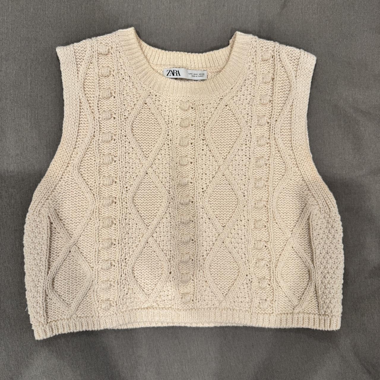 Sleeveless Cropped Knit Vest Zara ZARA Cableknit Cropped Sweater Vest