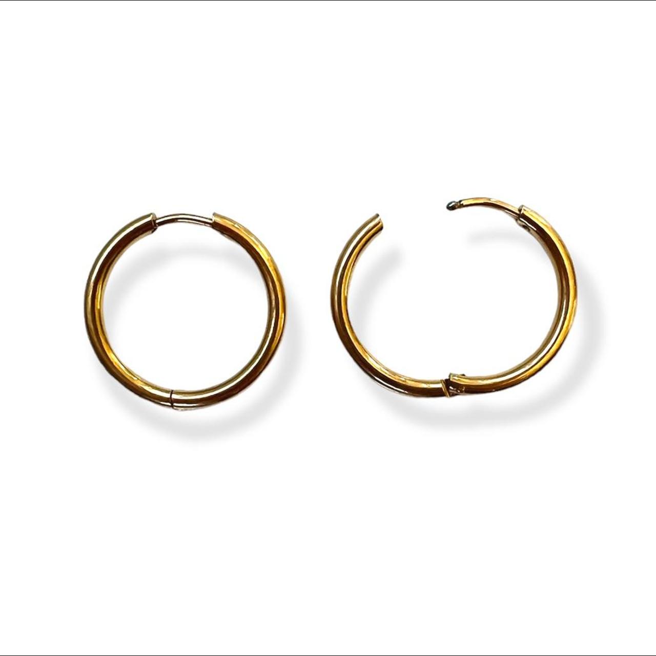 Simple Golden Hoop Earrings Medium Dainty Hoops Y2K... - Depop