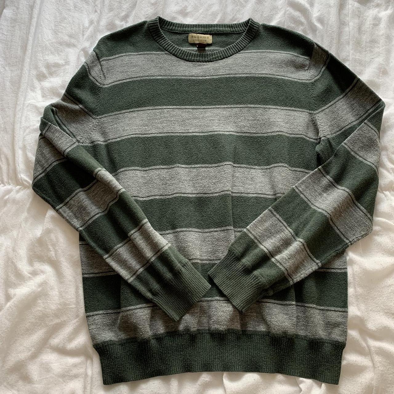 green and gray striped long sleeve (men’s sizing i... - Depop