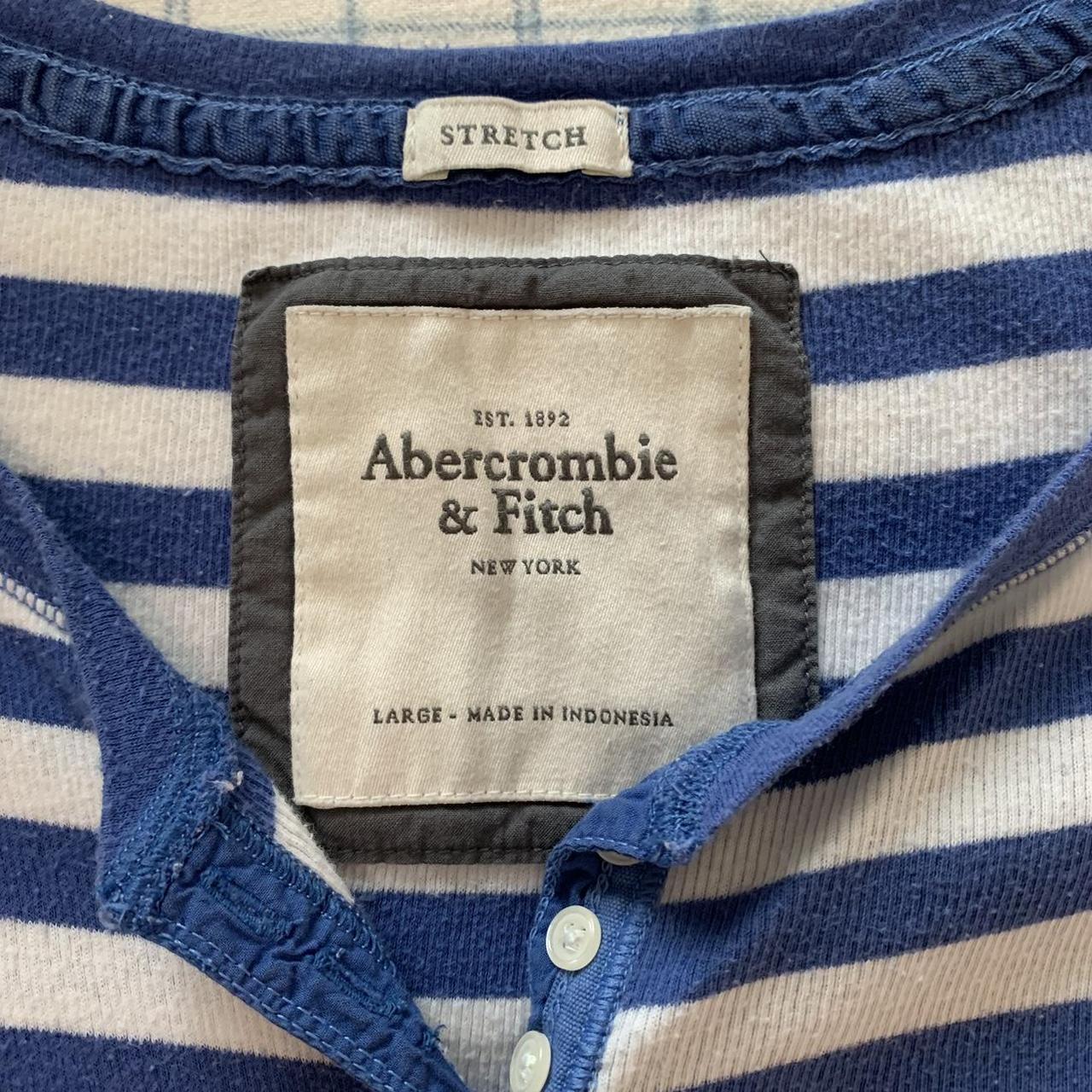 abercrombie and fitch blue and white striped henley... - Depop