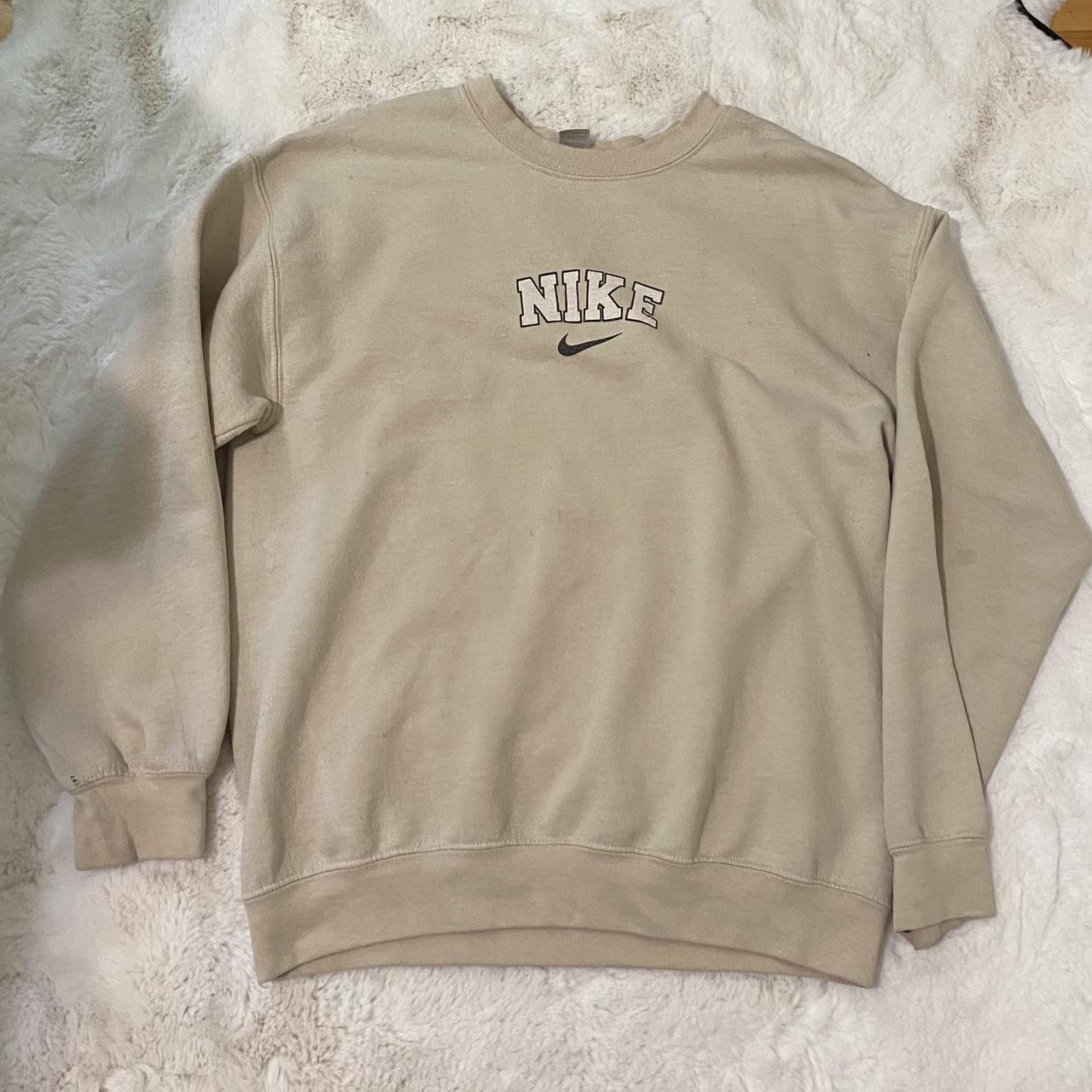 nike cream crewneck hoodie womens - Depop