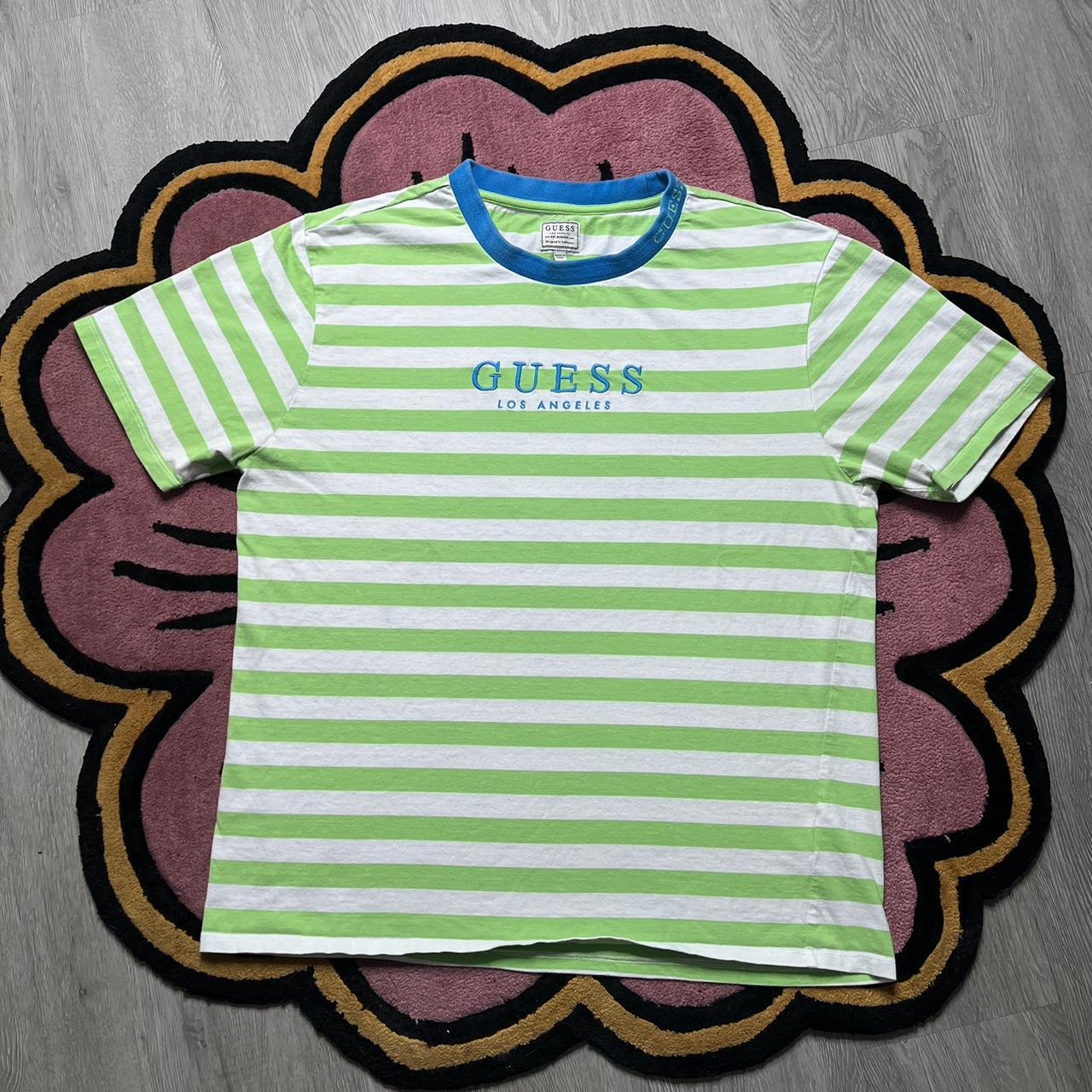 Guess los angeles sales striped shirt green