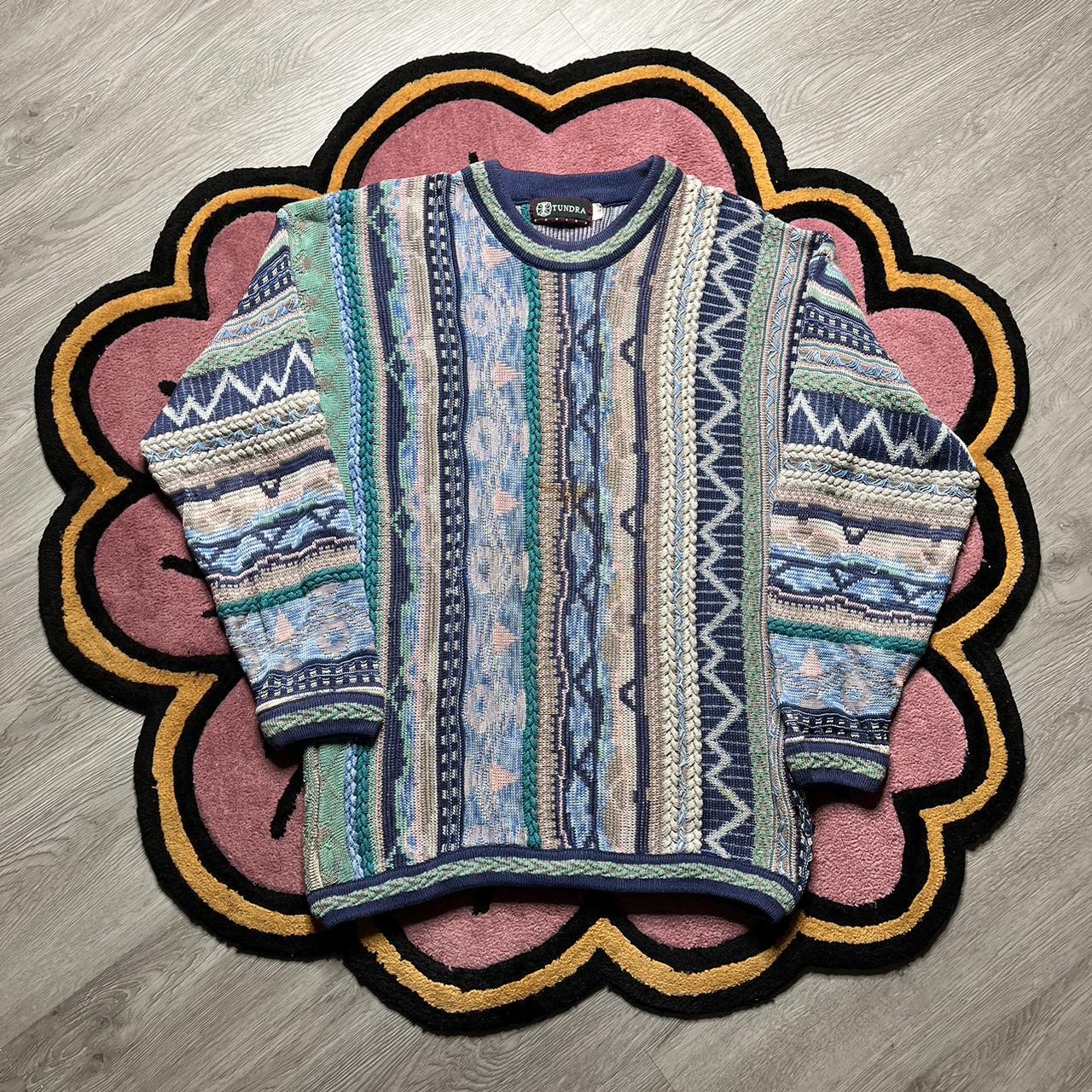 Vintage Tundra Canada 3D Knit Coogi Style Sweater -... - Depop