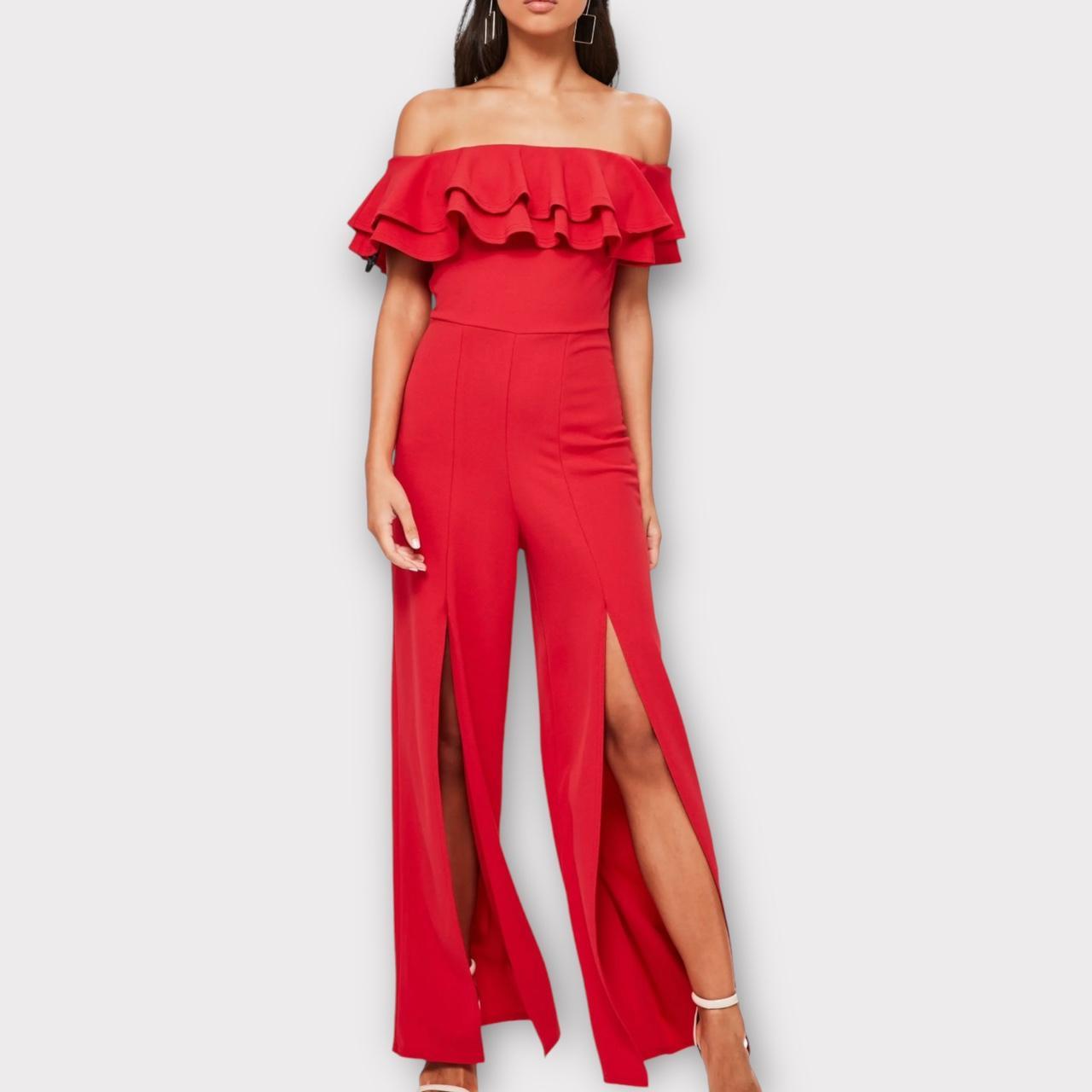 Missguided red jumpsuit outlet
