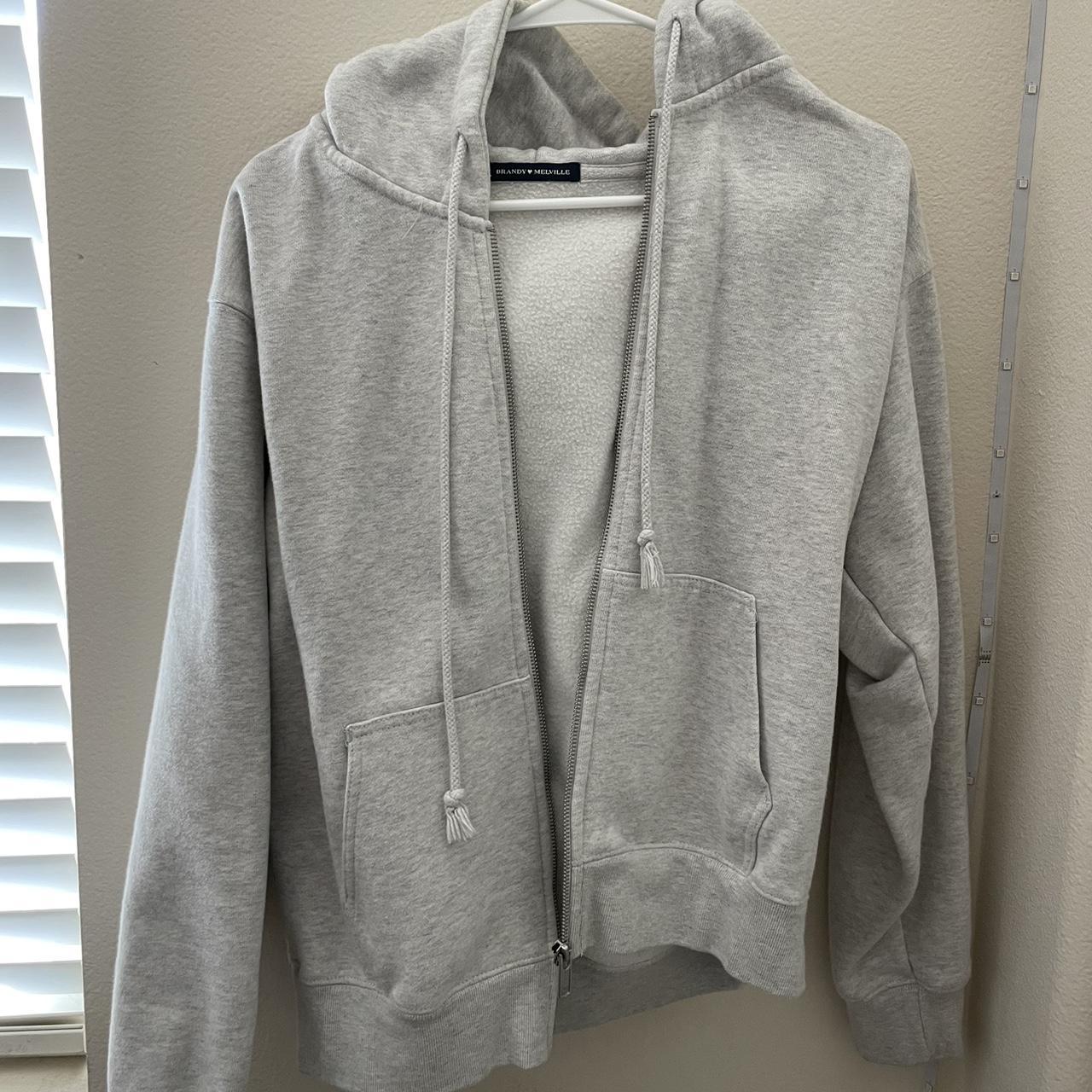 Brandy Melville grey zip up Worn once and the... - Depop