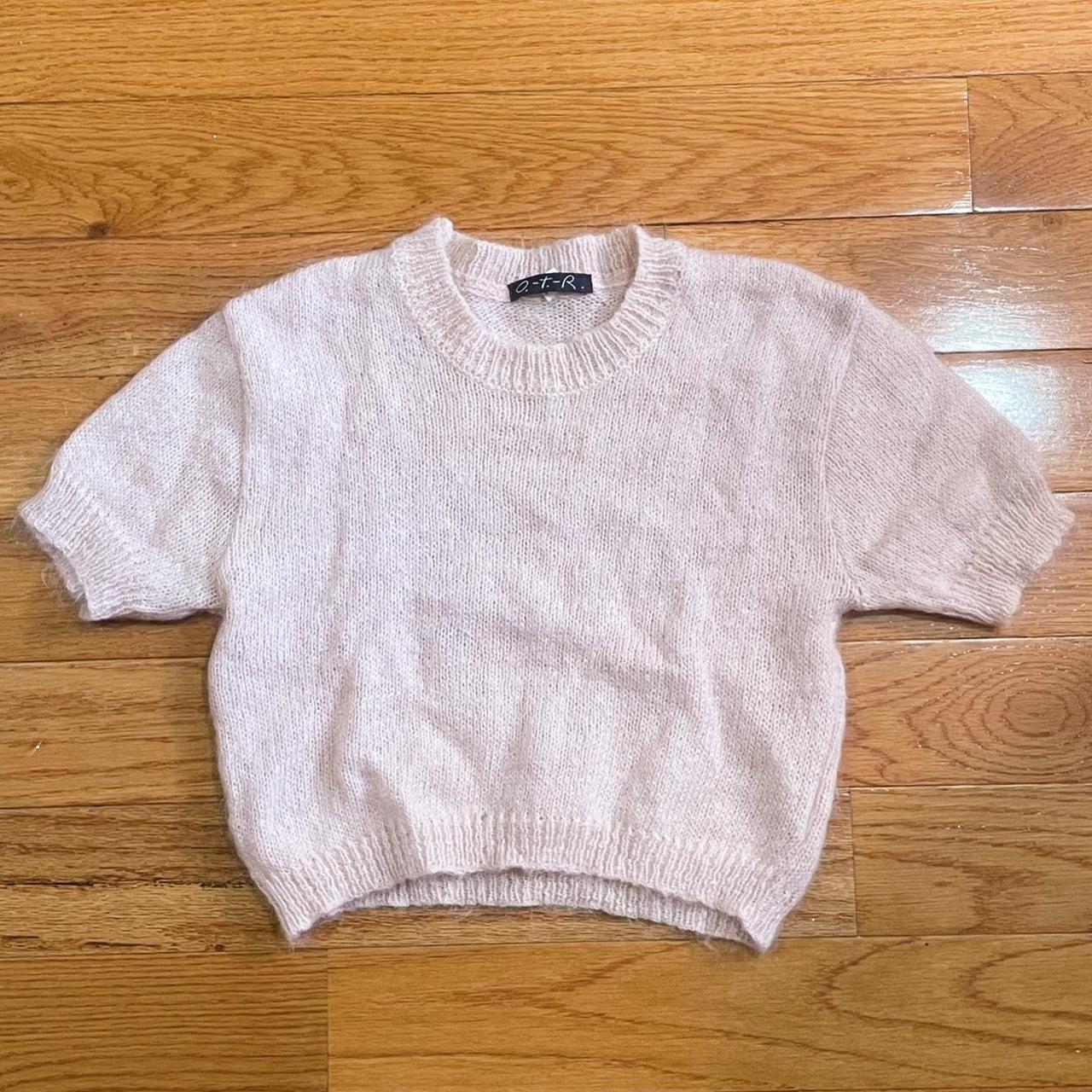 adorable fuzzy cropped baby pink mohair wool sweater... Depop
