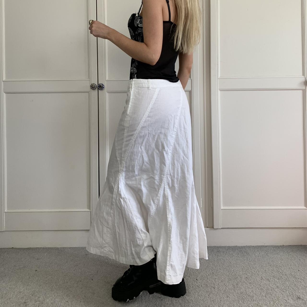 Cute y2k white linen blend midi skirt From next ... - Depop