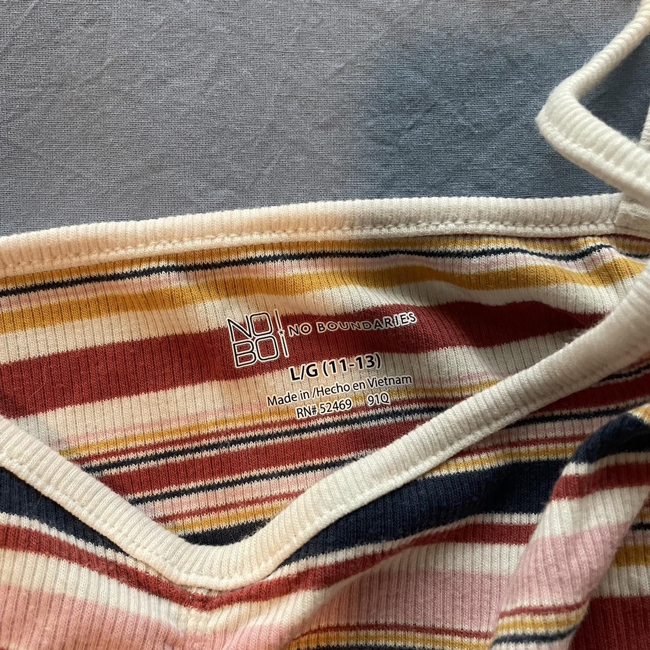 cutie striped cropped tank says size large but... - Depop