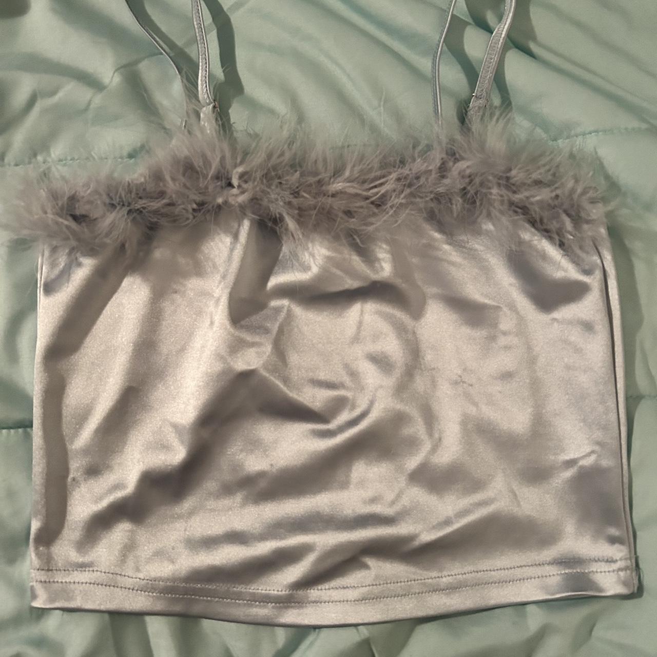 light blue fuzzy sugar thrillz top size medium... - Depop