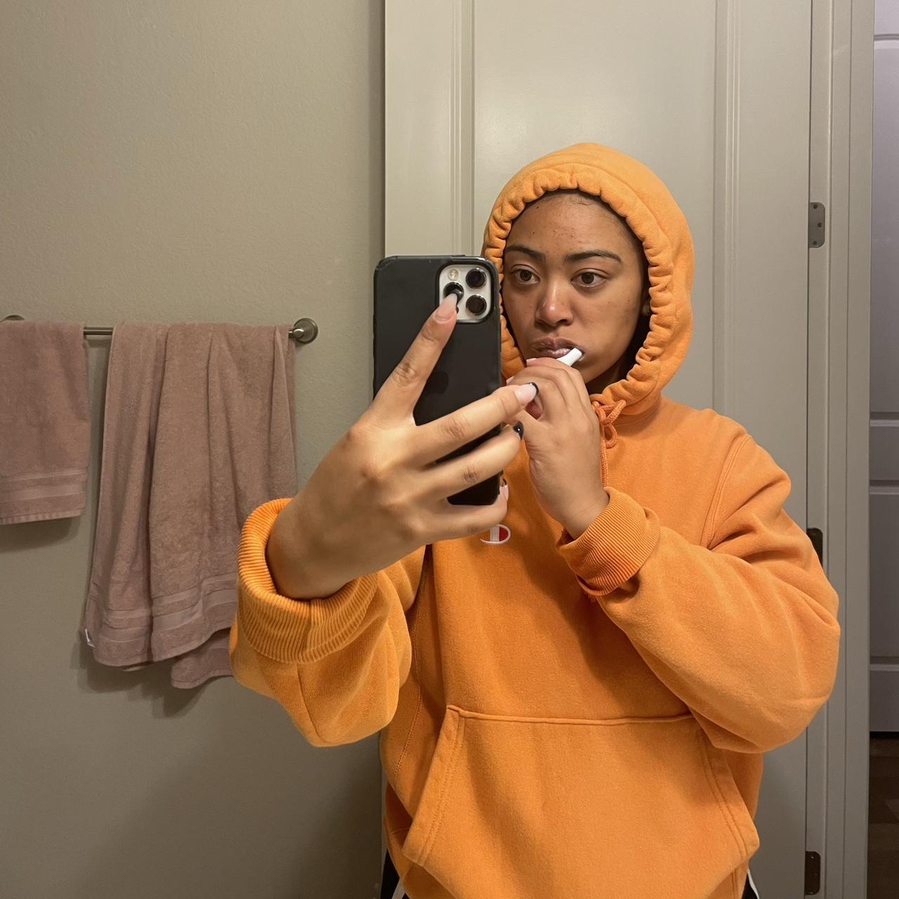 Champion Women's Orange Sweatshirt | Depop