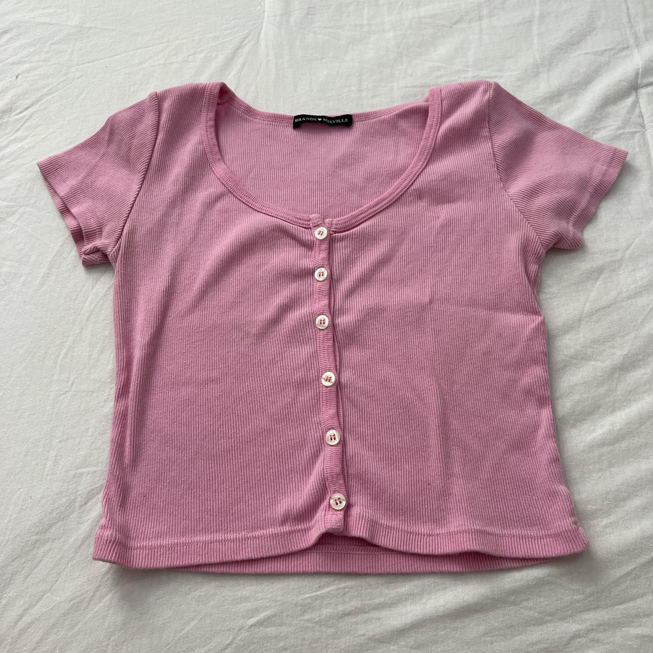 pink brandy melville top with a tiny stain in the... - Depop