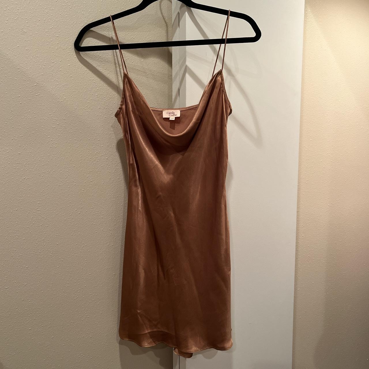 Camila Coelho Adora Mini Slip Dress in Toffee Repop-... - Depop