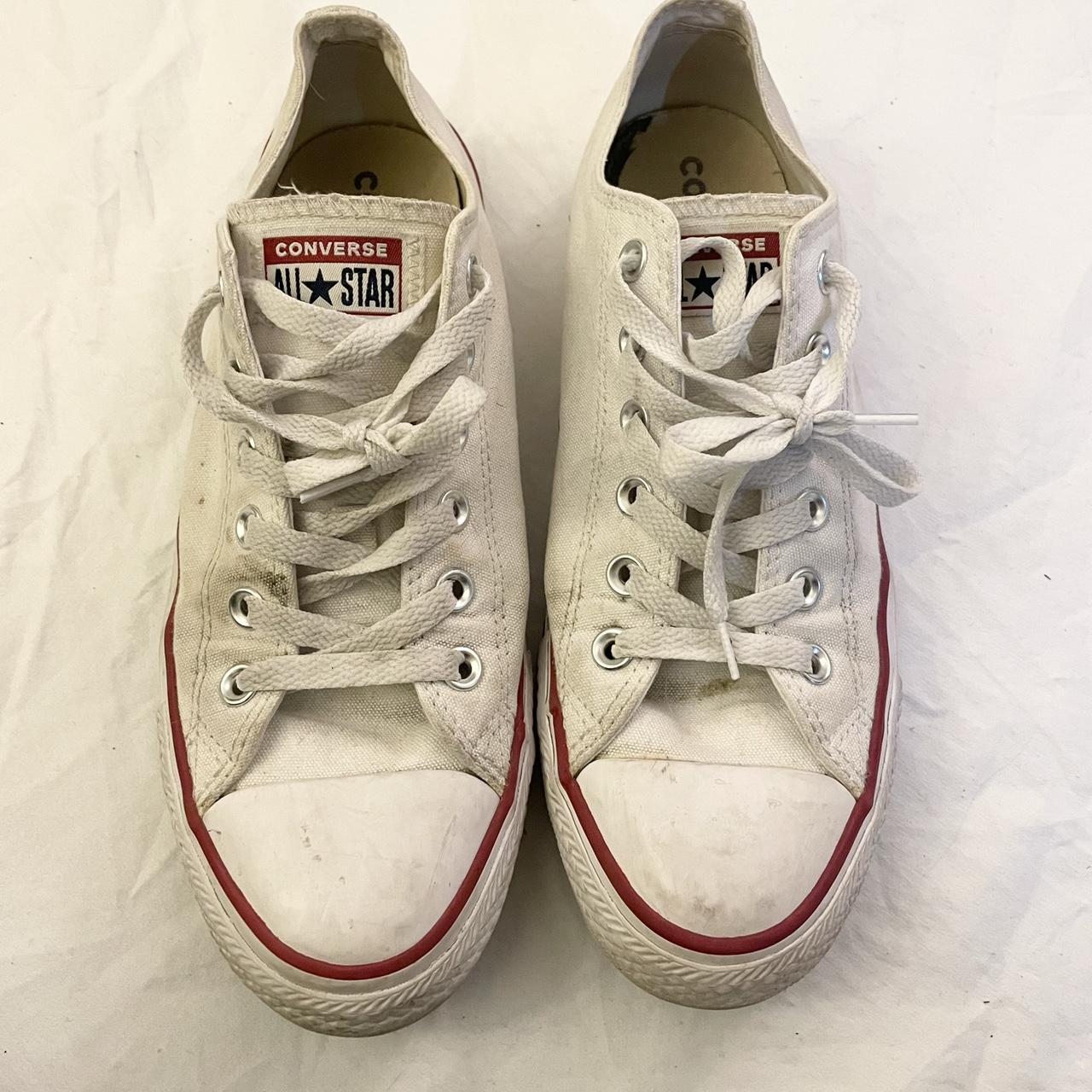 Converse Women's White and Red Trainers | Depop