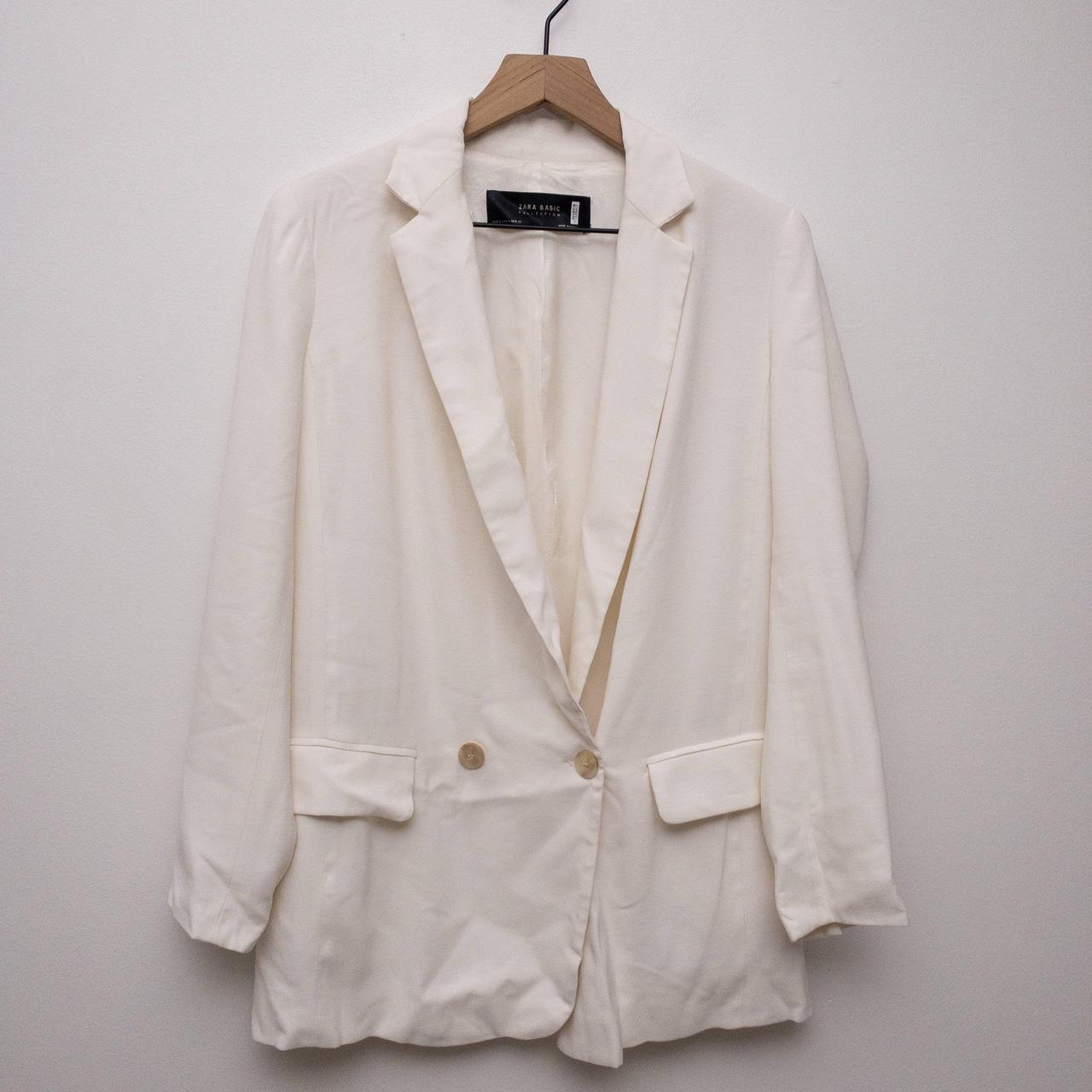 Zara Flowing Oversized Jacket Blazer White Size Depop