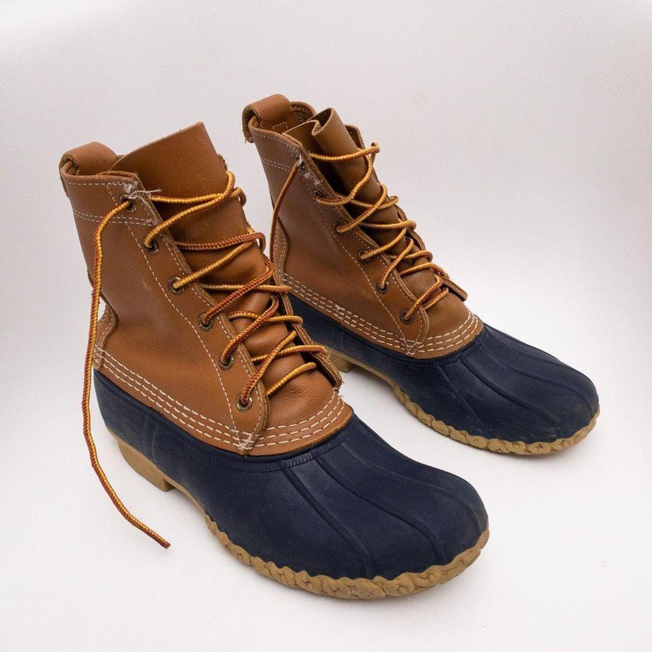 L.L. Bean Women's Bean Boots 8" Tan Navy Size... Depop