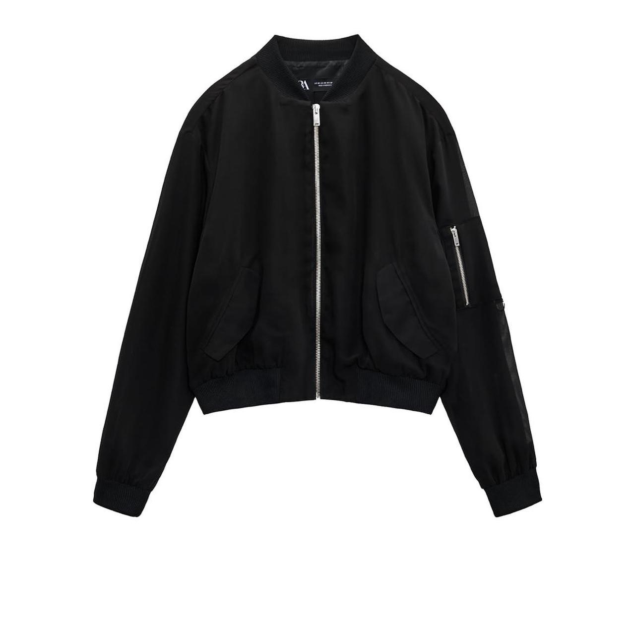 Zara Black Cropped Bomber Jacket Womens Zara Cropped Bomber Jacket XS