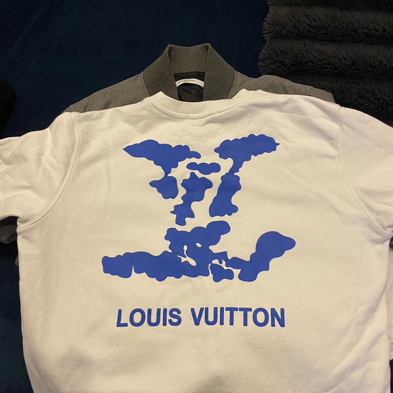 Louis Vuitton Men's White and Blue Jumper | Depop