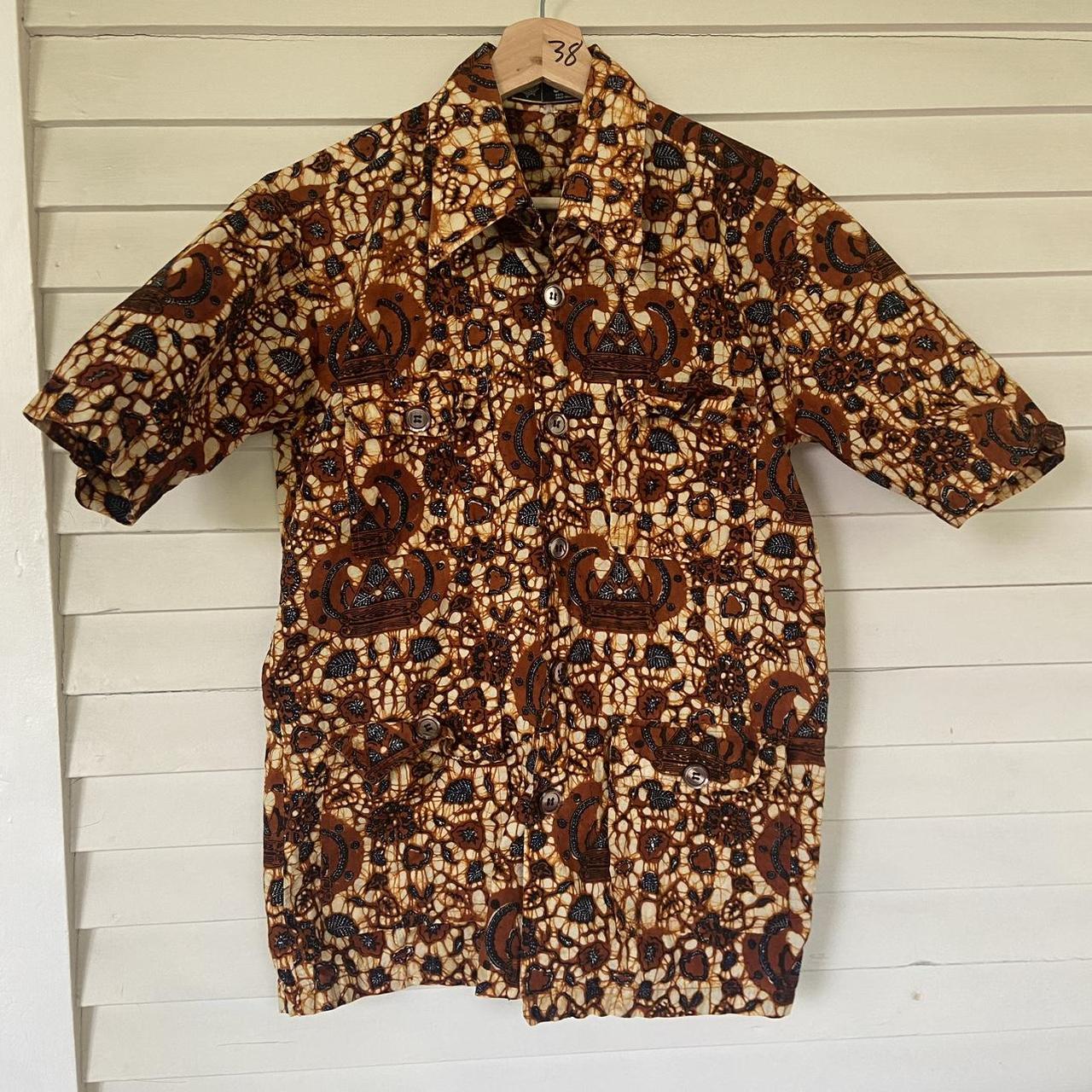 Vintage 70s psychedelic short sleeve button-up... - Depop