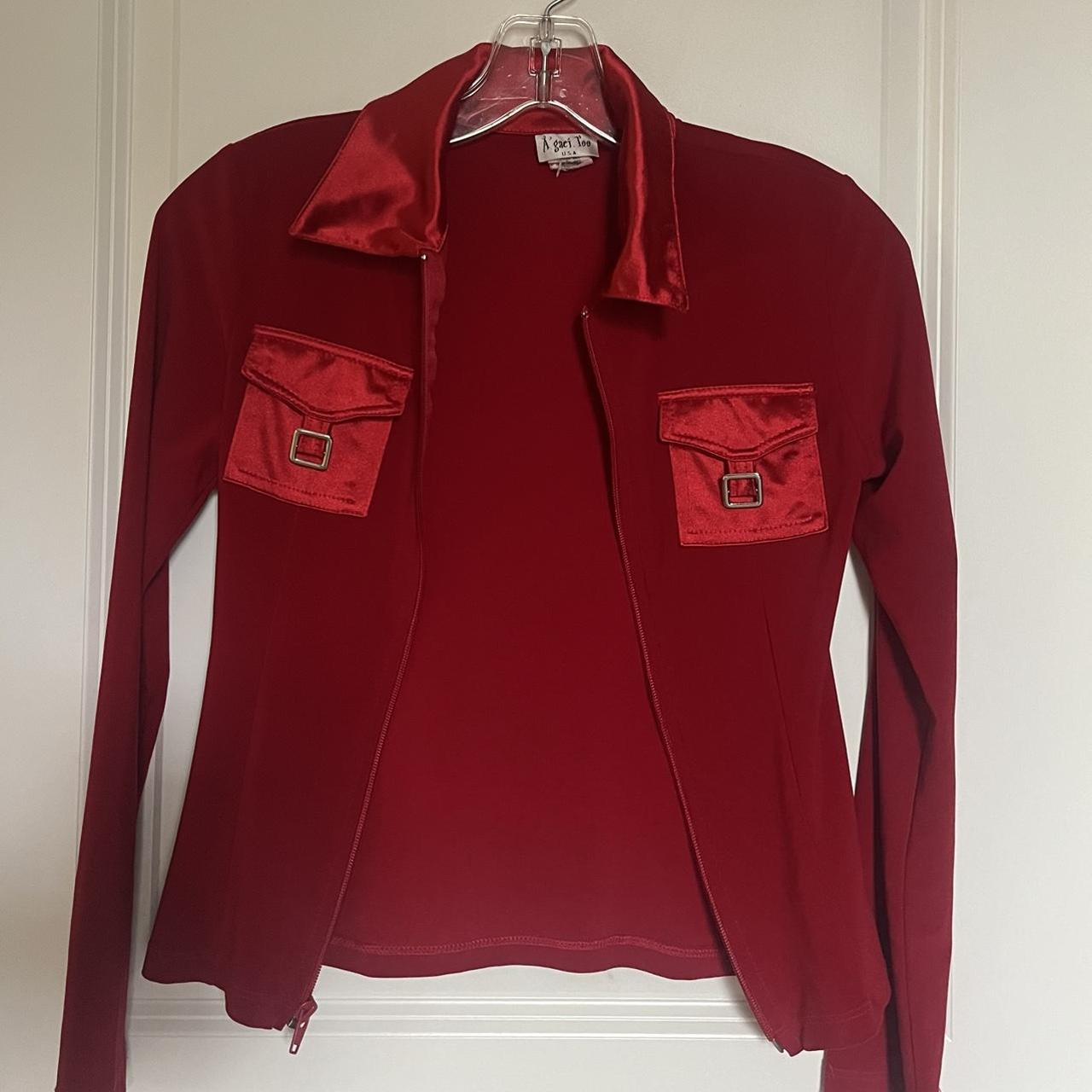 vintage red zip up jacket. fits skin tight (size xs... Depop