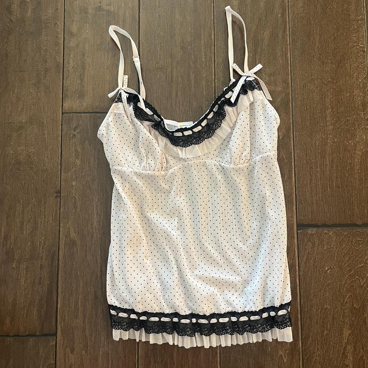 Felina light pink and black mesh lingerie top with... - Depop