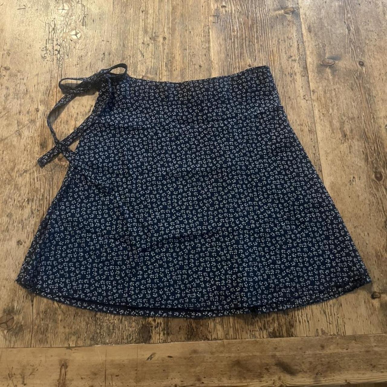 Vintage brandy skirt with side tie. Navy blue with... - Depop