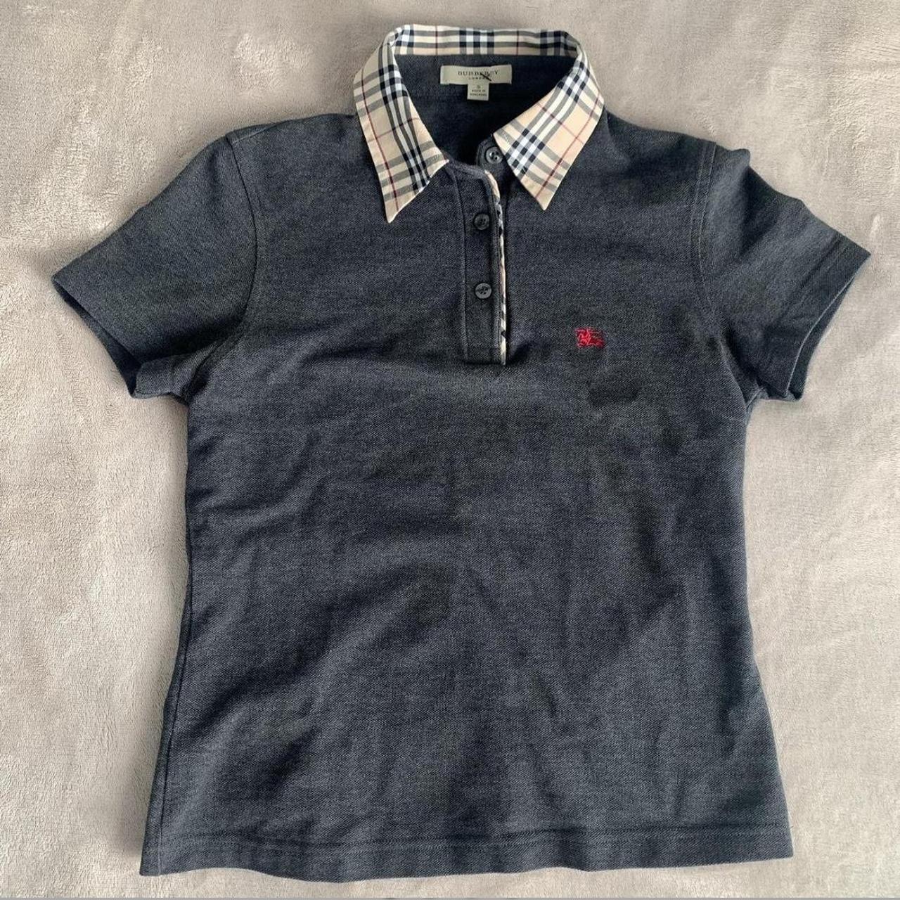 burberry london grey nova check polo shirt size S... - Depop