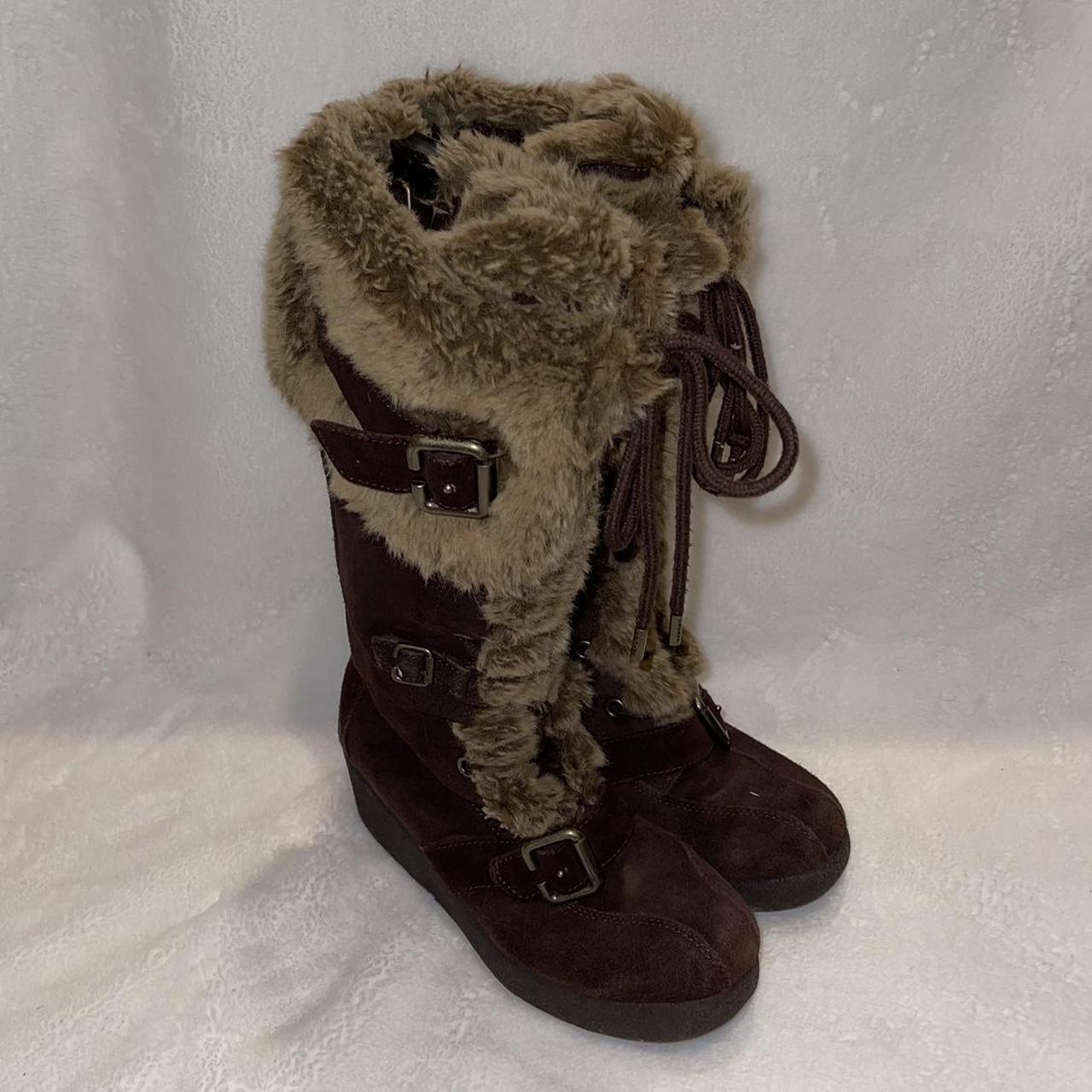 Y2k Faux Fur Trim Boots Adorable trashy y2k boots,... - Depop