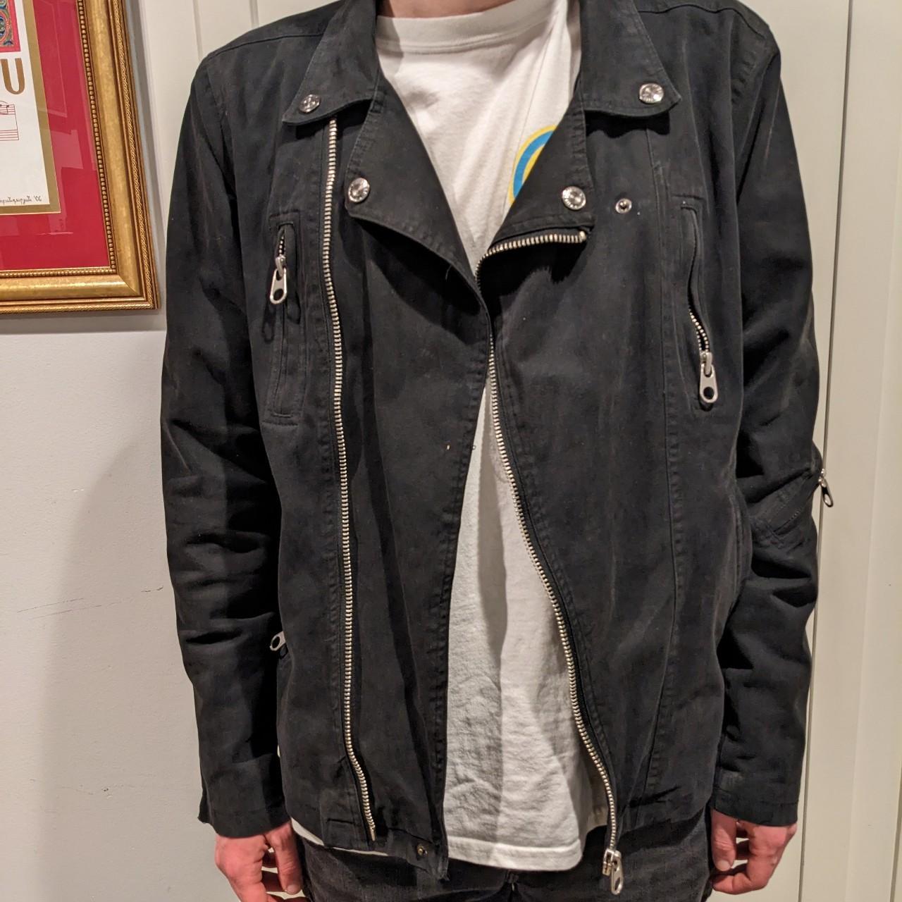 Men's Black and Silver Jacket Depop