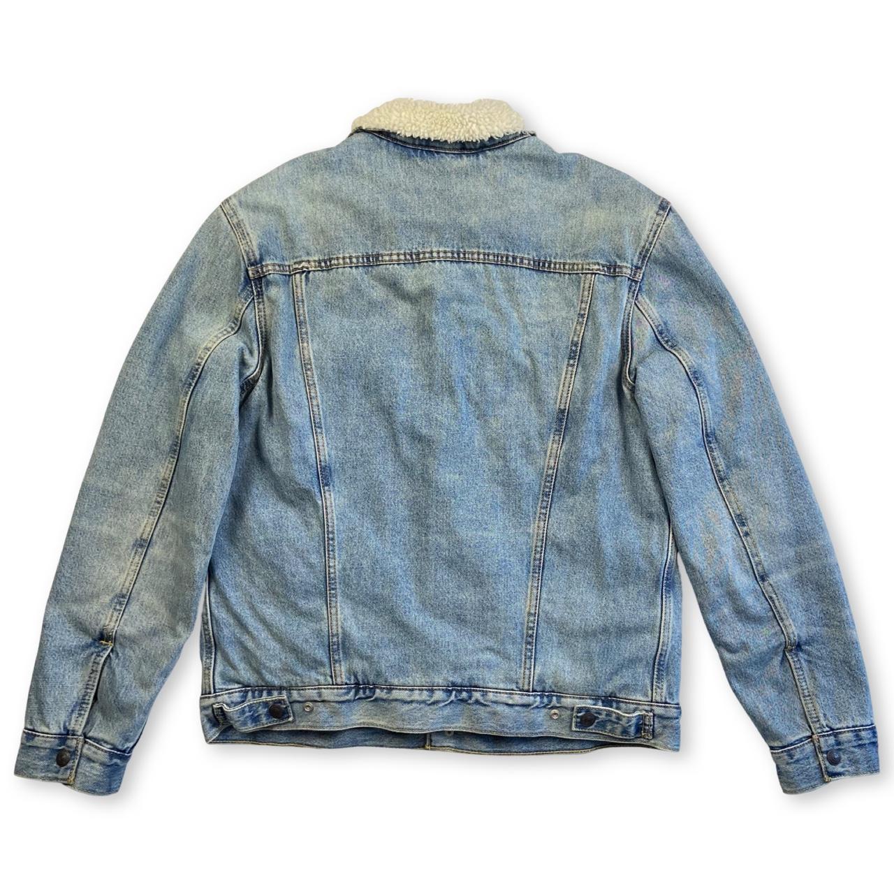 Levi Strauss Sherpa Lined Blue Denim Trucker Jacket... - Depop