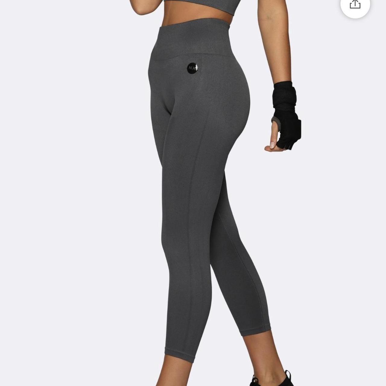 Women's Black and Grey Leggings Depop