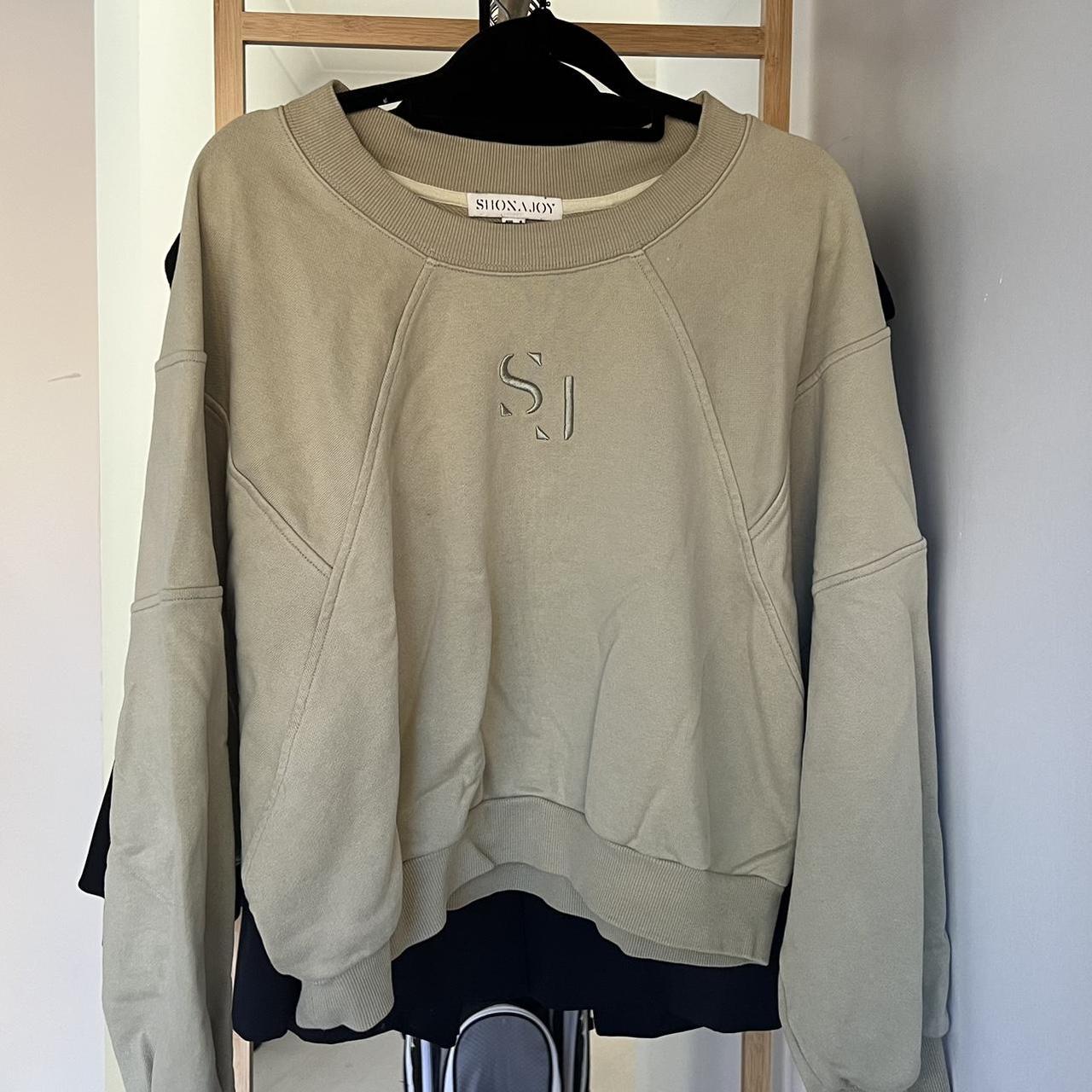 Shona Joy SJ Logo Batwing Sweater in Sage Green... - Depop