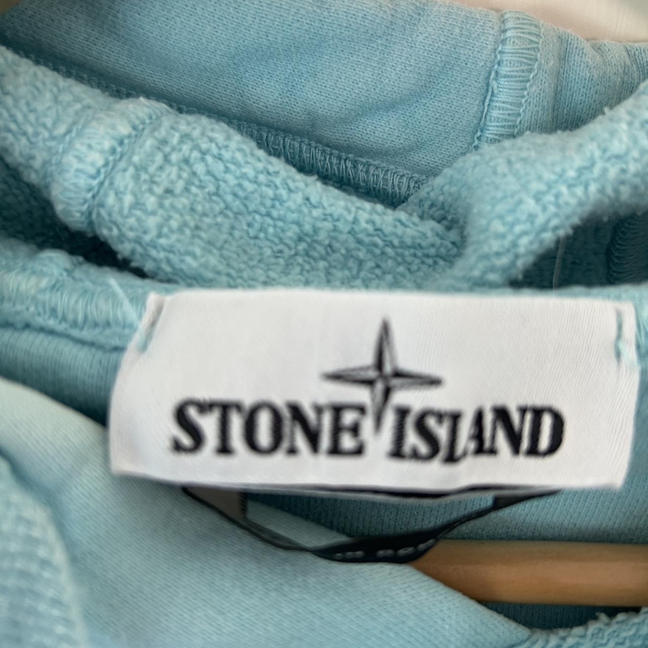 Baby blue stone island hoodie, size large, very rare... - Depop