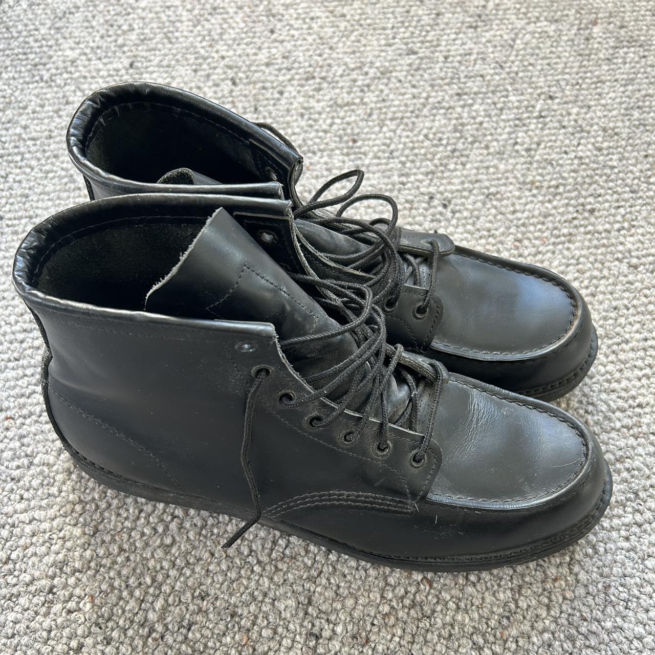 Red Wing 8137 Heritage Work 6 Moc toe boot all black. Depop