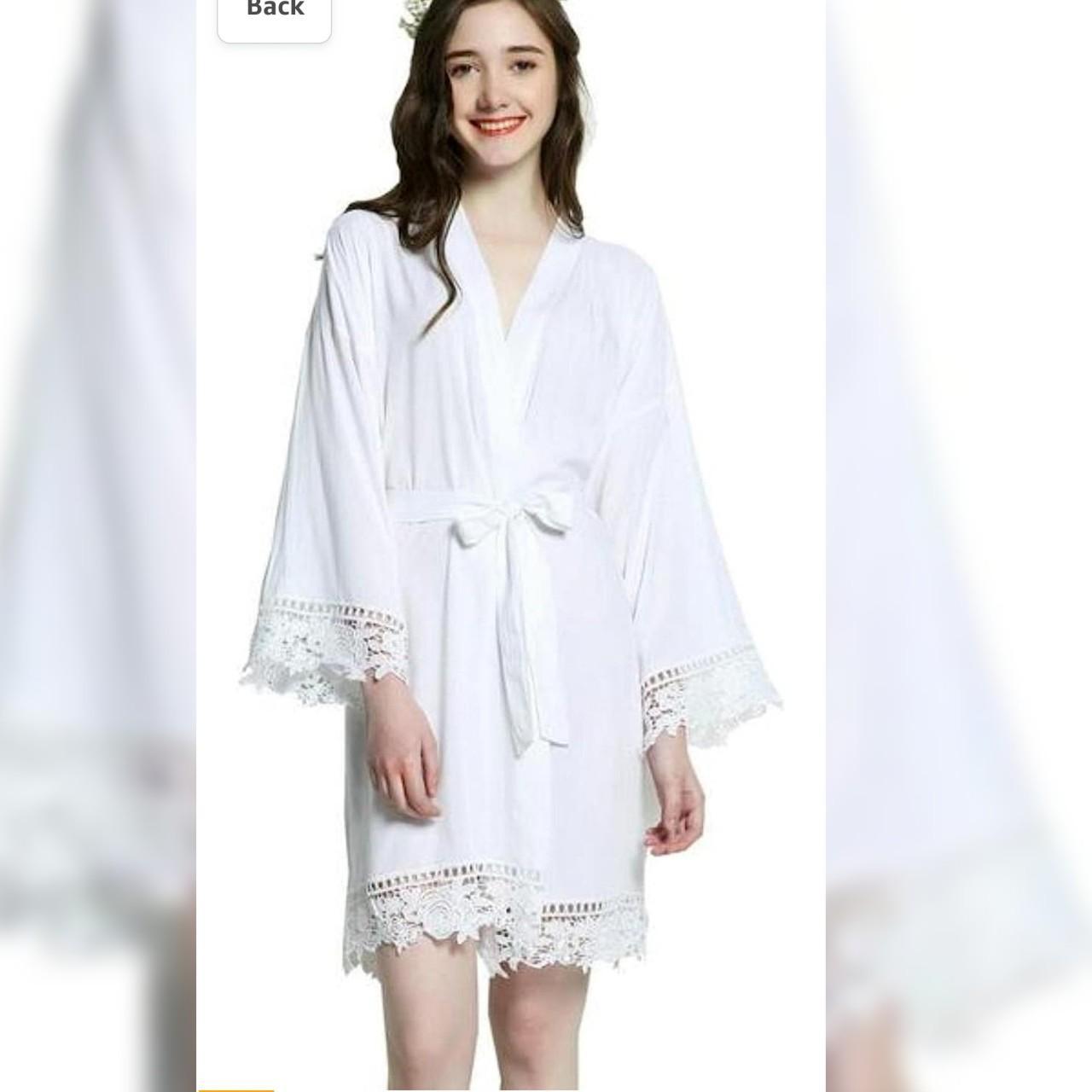 Dressing Gown Lace Trim Robe Kimono With Lace Trim... Depop