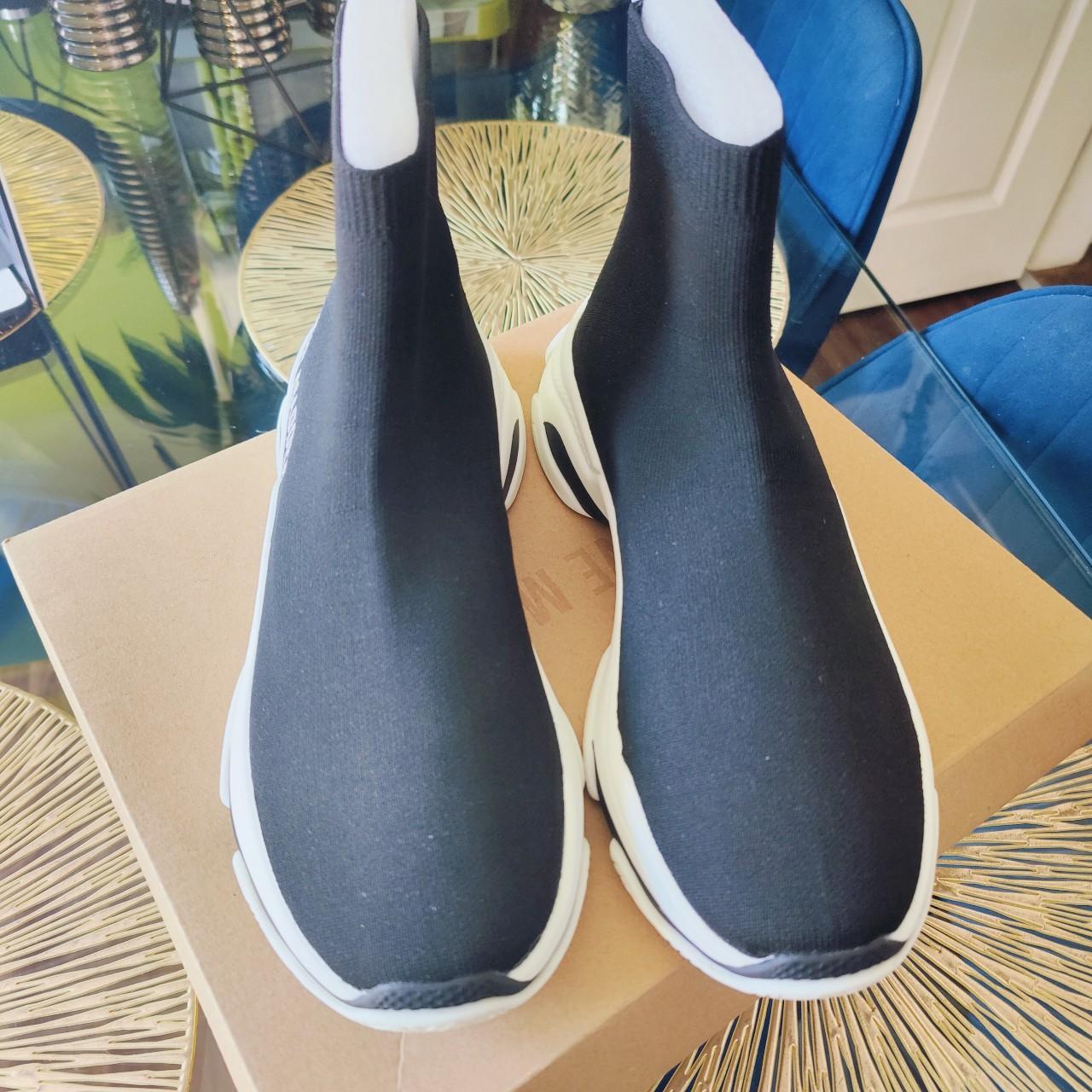 Steve Madden Prodigy knitted sock trainers in black. Depop