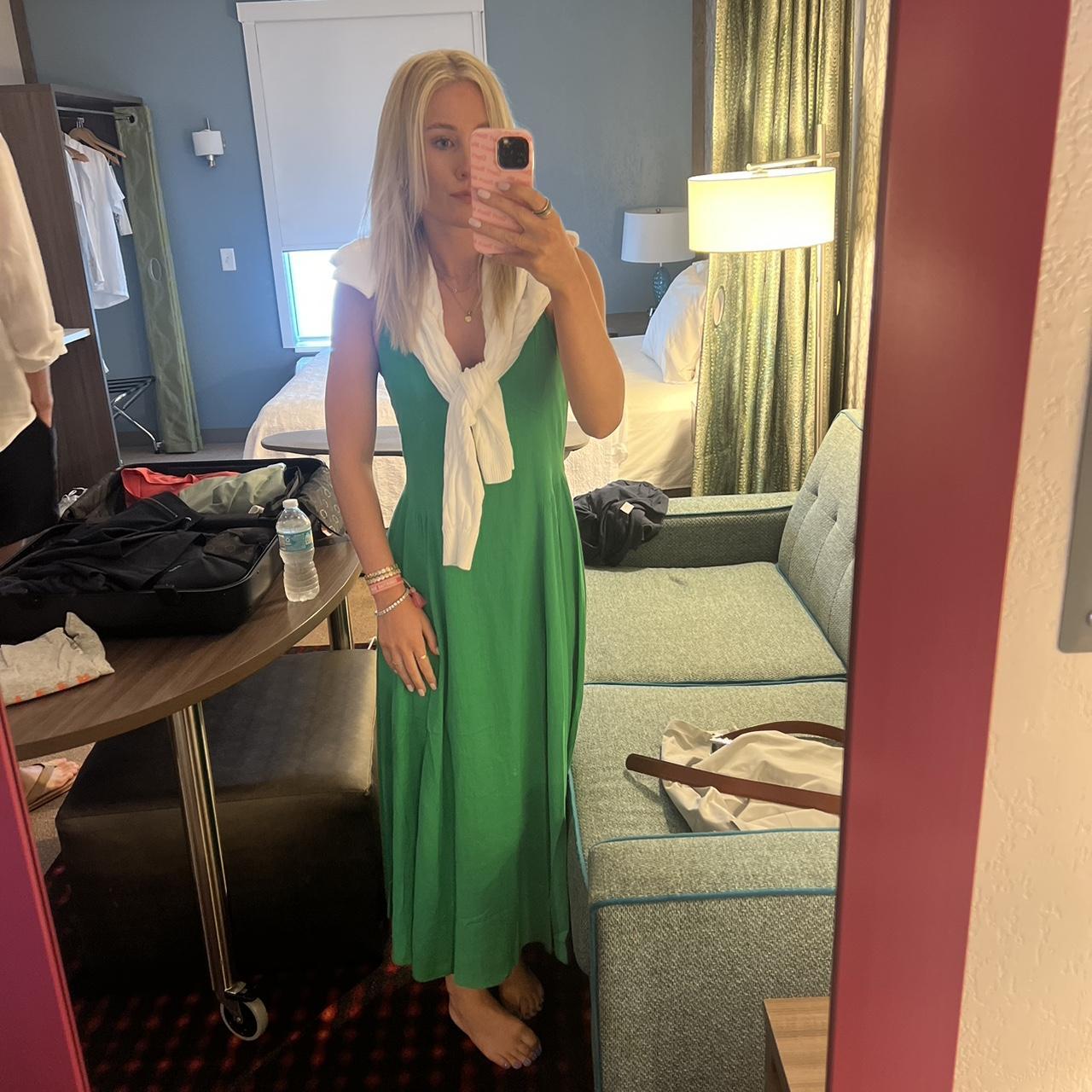 Bright green maxi dress (brand is THML bought at... - Depop