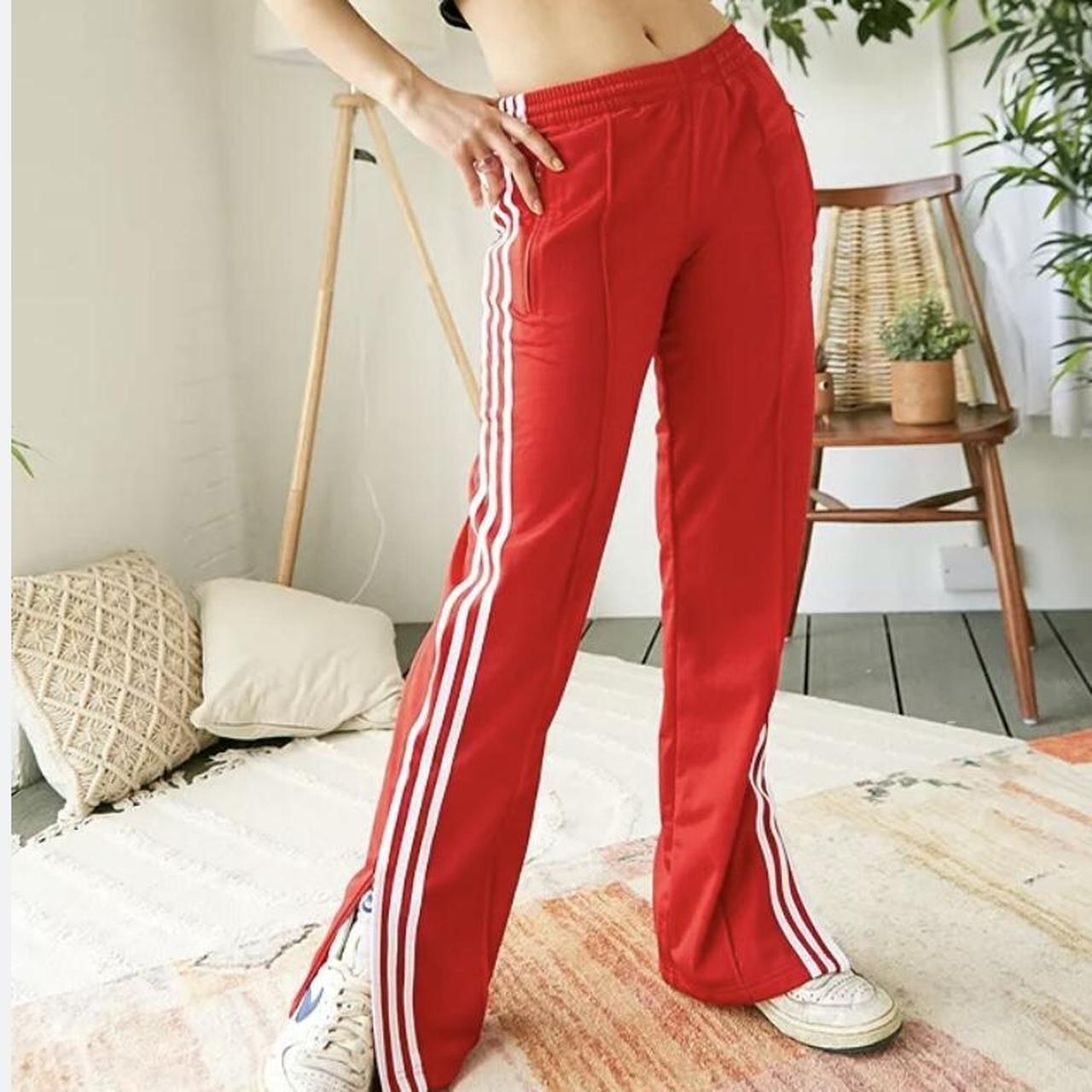 Adidas Women's Red and White Joggerstracksuits Depop