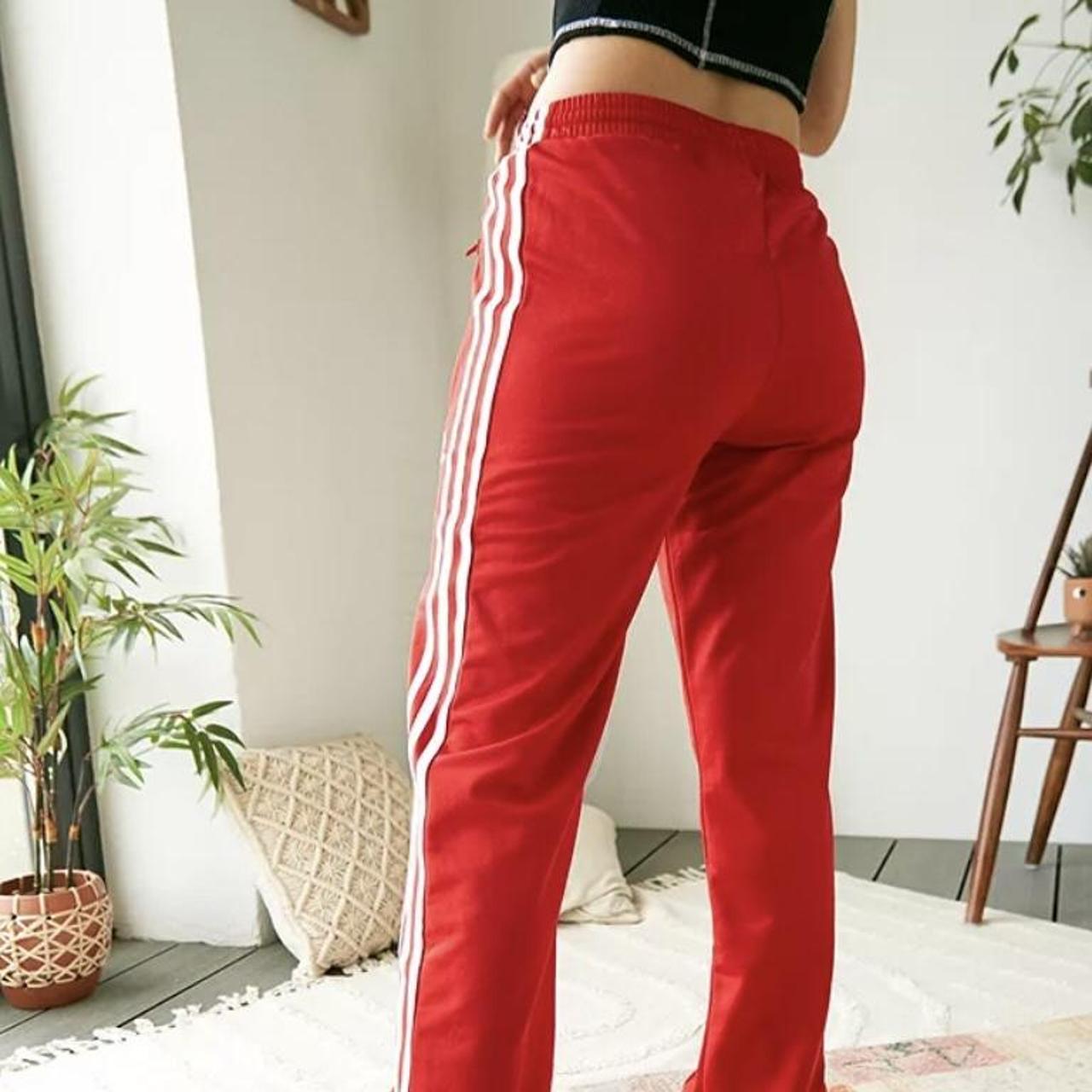 Adidas Women's Red and White Joggerstracksuits Depop