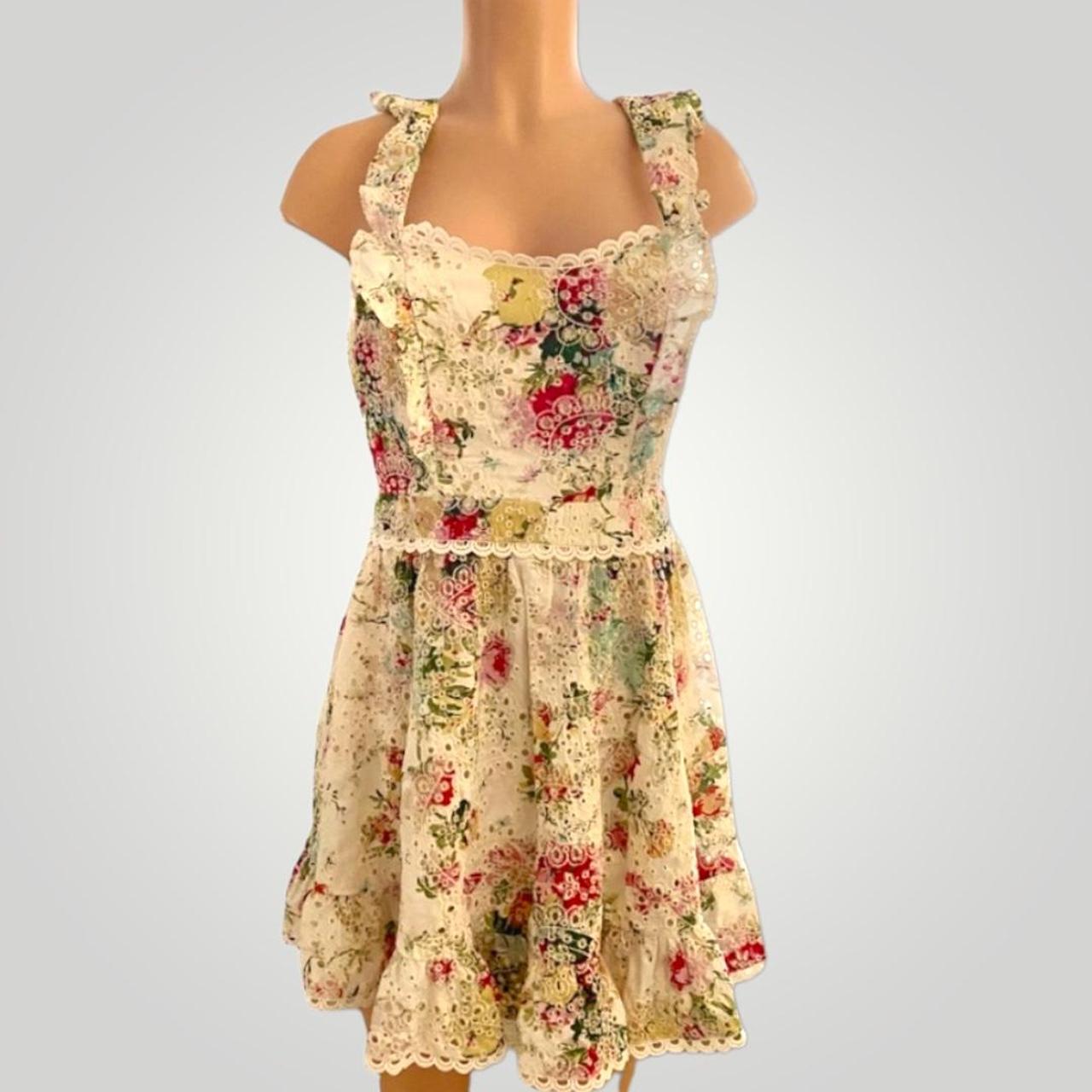 Indikah by Angel Biba Floral Eyelet Mini Dress Size