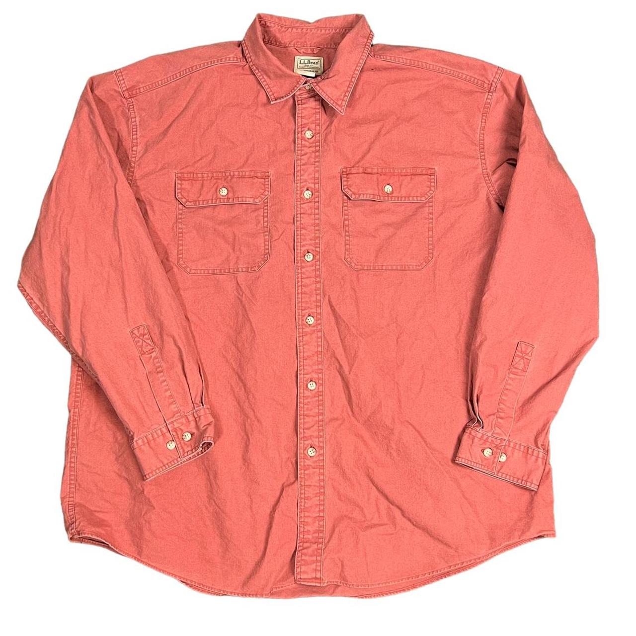 LL Bean button up shirt salmon pink • Size: 2XL •... - Depop