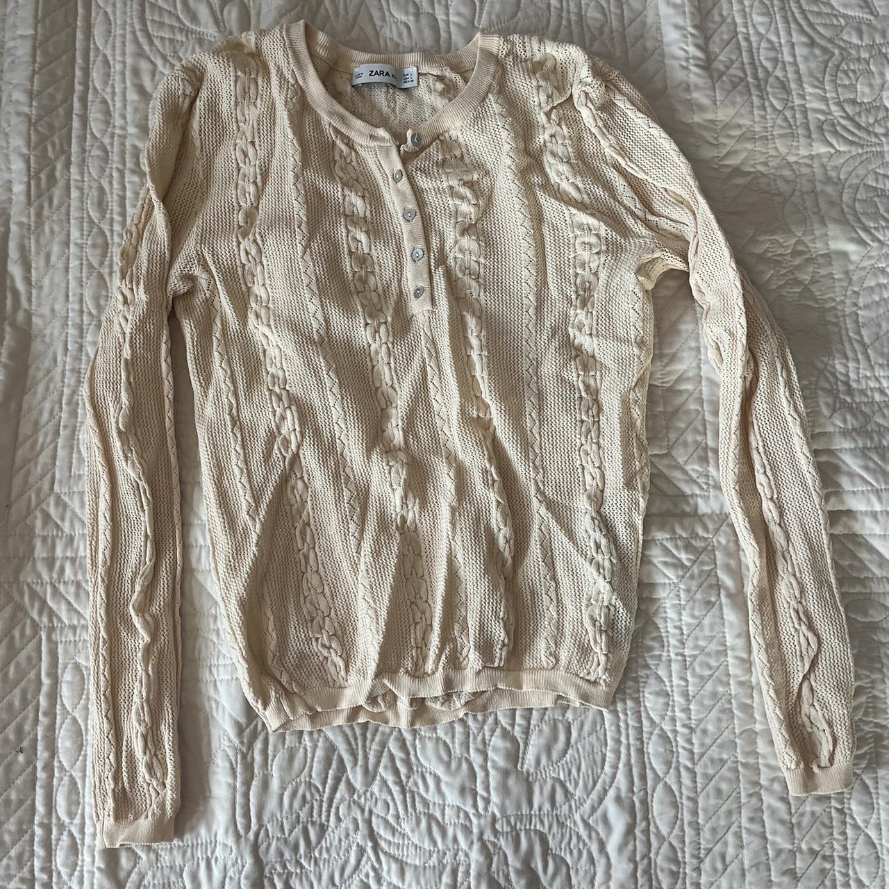 Zara Women's Cream Jumper Depop