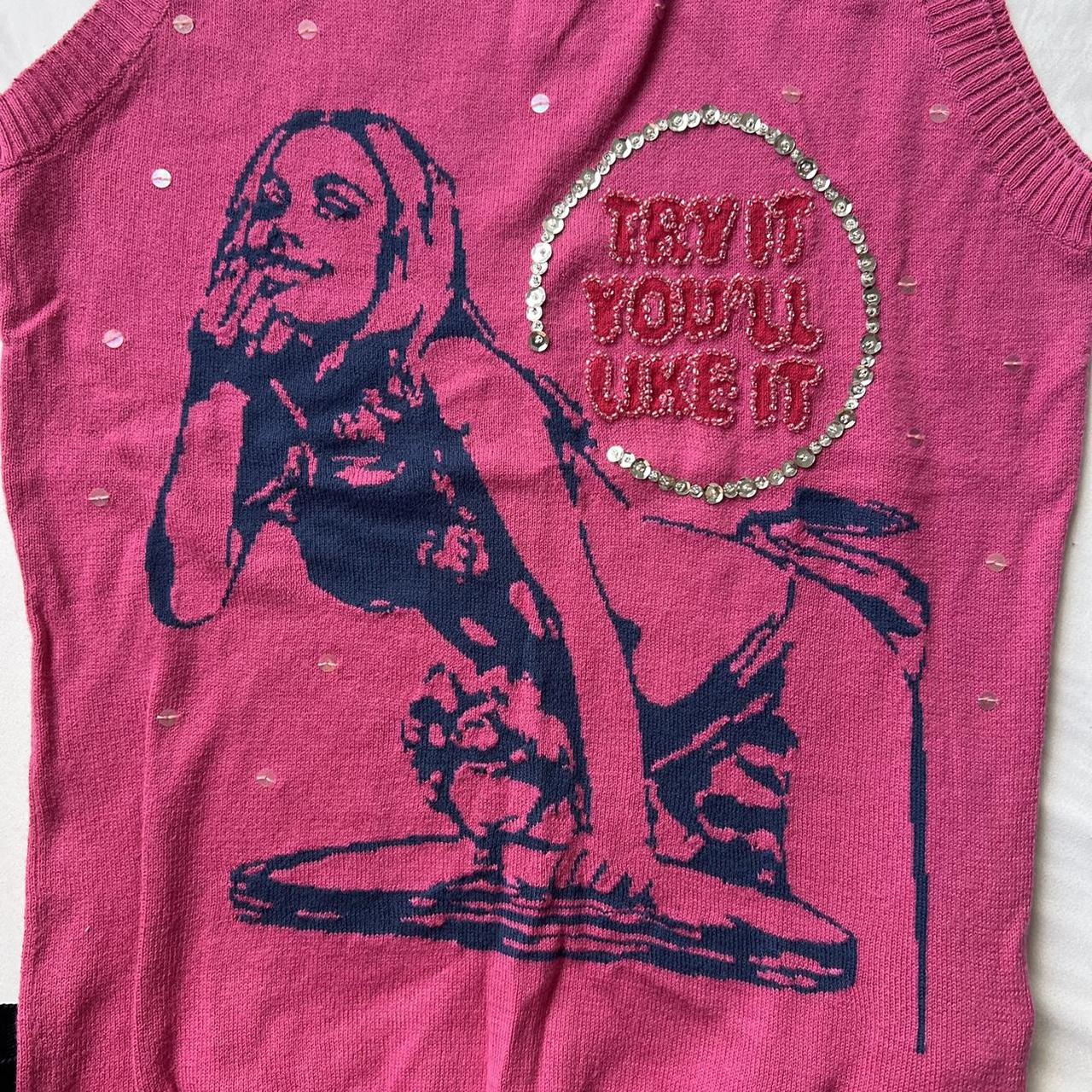 Hysteric Glamour hot pink Try It You'll Like It knit... - Depop