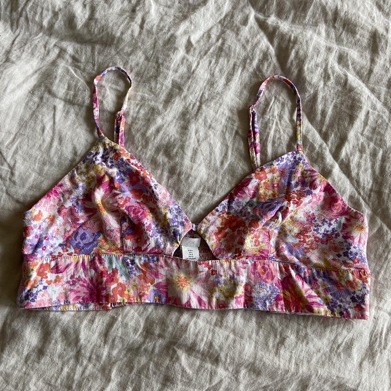 Colorful floral bralette/top from H&M. The print on - Depop
